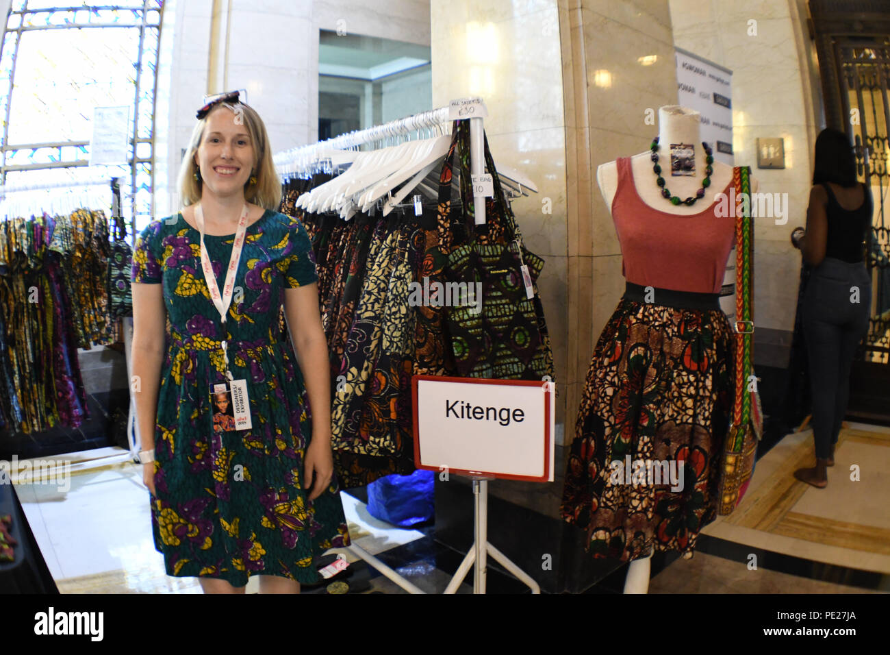 London, Großbritannien. 11. August 2018. Fashionist sorgen Stände Ausstellung in der die Afrika Fashion Week London (AFWL) an Freimaurer' Hall am 11. August 2018, London, UK. Bild Capital/Alamy leben Nachrichten Stockfoto