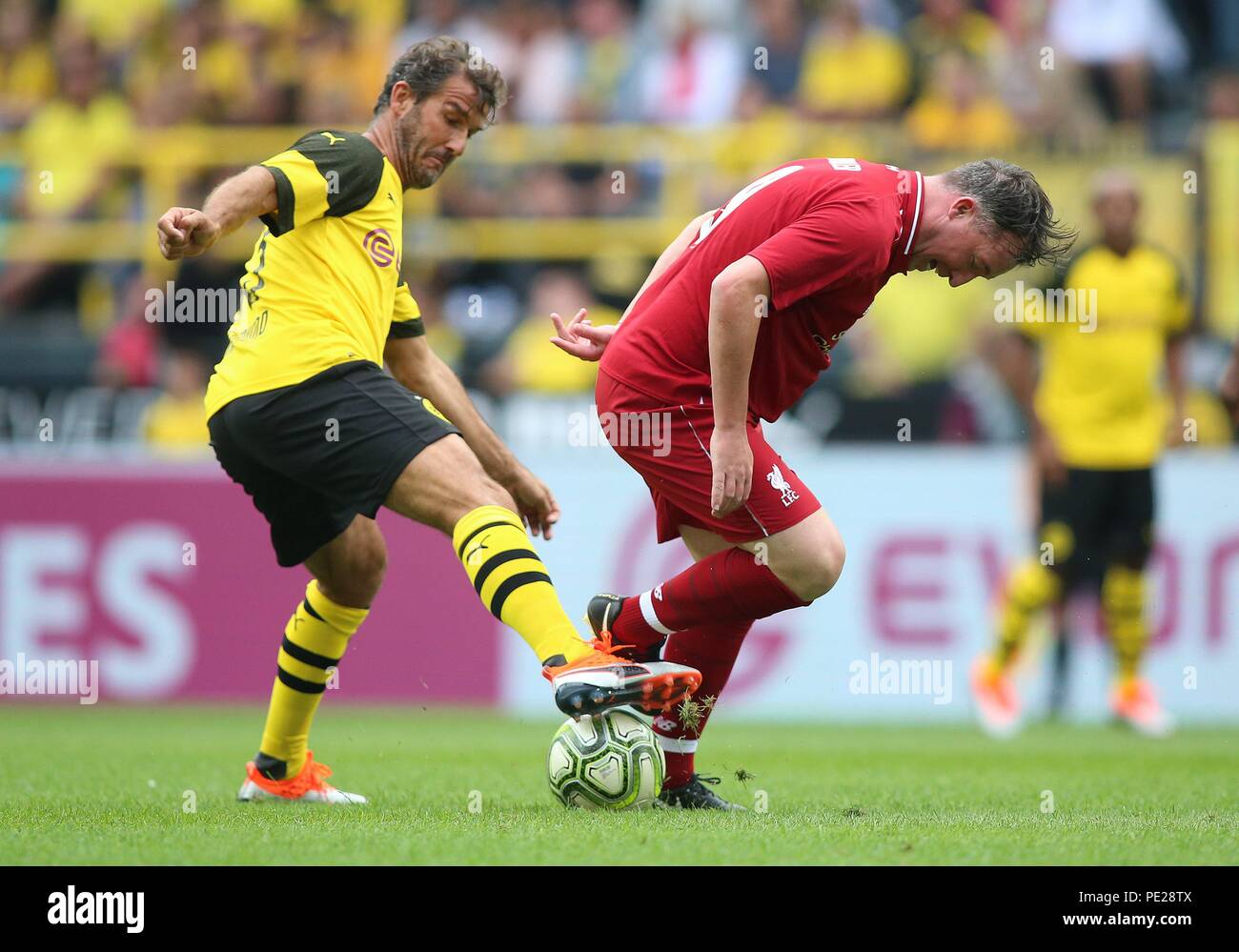 Dortmund, Deutschland. 11 Aug, 2018. firo: 11.08.2018 Fußball, Saison 2017/2018 1.Bundesliga: Borussia Dortmund Saison Eröffnung, Duellen, Karl Heinz Riedle, ganze Zahl, | Nutzung der weltweiten Kredit: dpa/Alamy leben Nachrichten Stockfoto