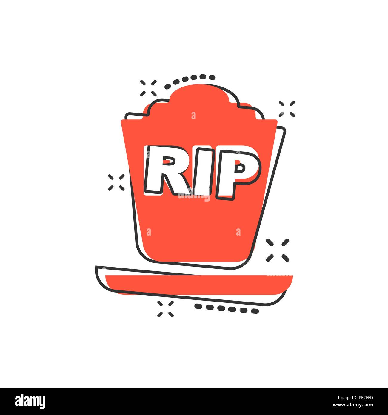 Vektor cartoon halloween Grab Symbol im Comic-stil. Grabstein zeichen ...