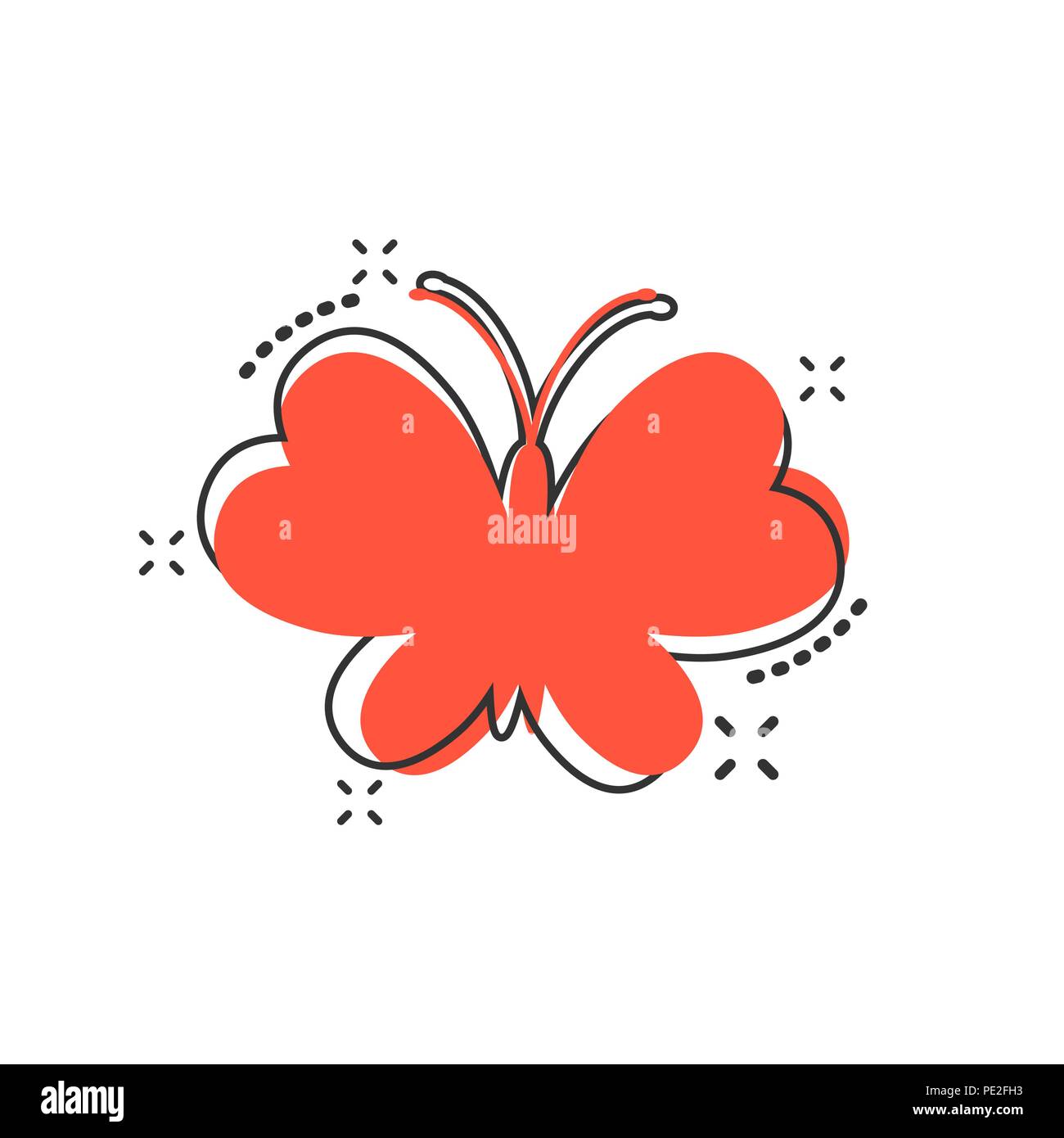 Vektor cartoon Schmetterling Symbol im Comic-stil. Insekt zeichen Abbildung Piktogramm. Schmetterling business splash Wirkung Konzept. Stock Vektor