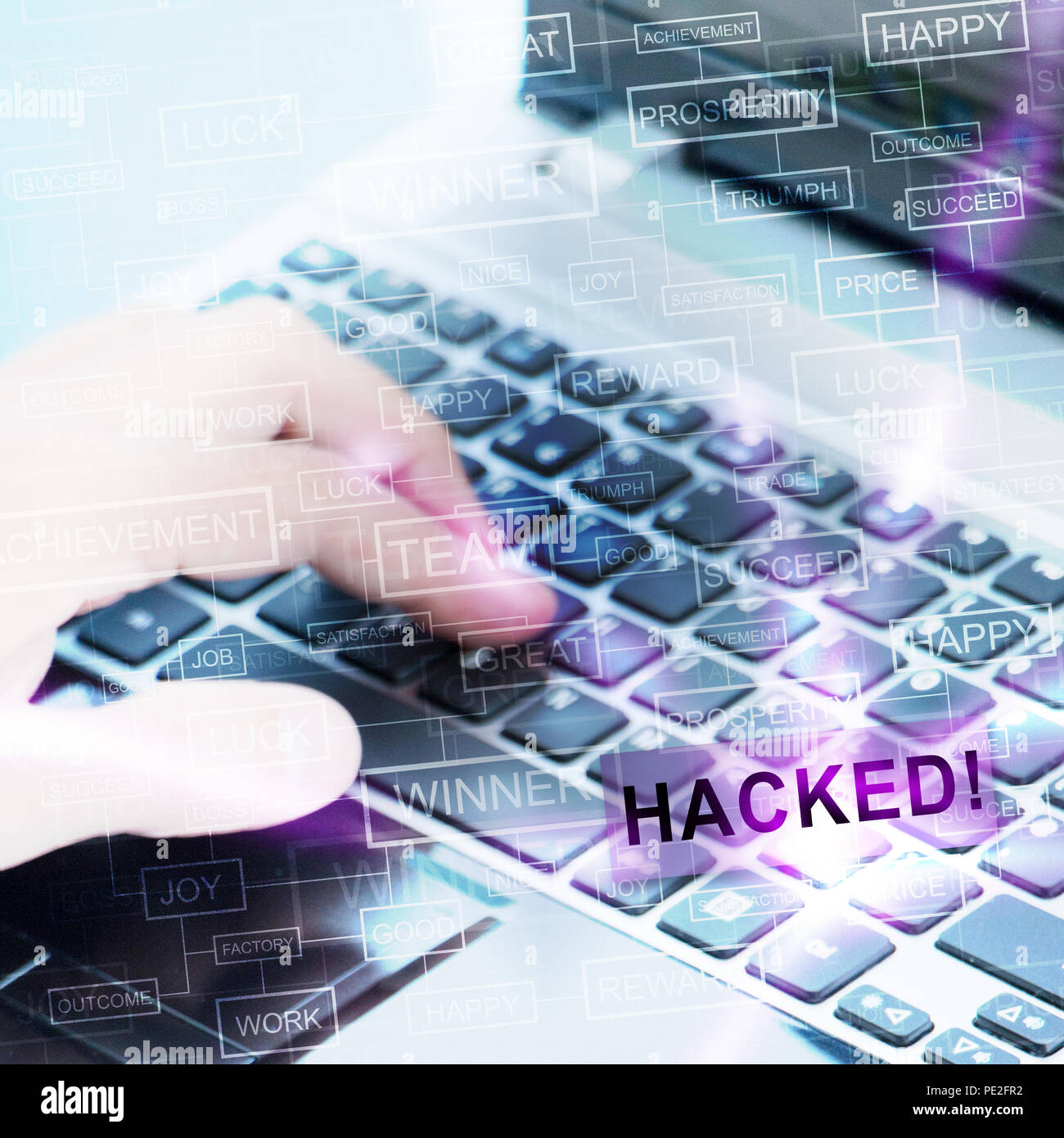 Hacker gehackt Eingeben der Daten 3d-Abbildung zeigt der Cybersicherheit Tastatur Programmierung von Russen auf DNC-Rechner in den Usa Stockfoto