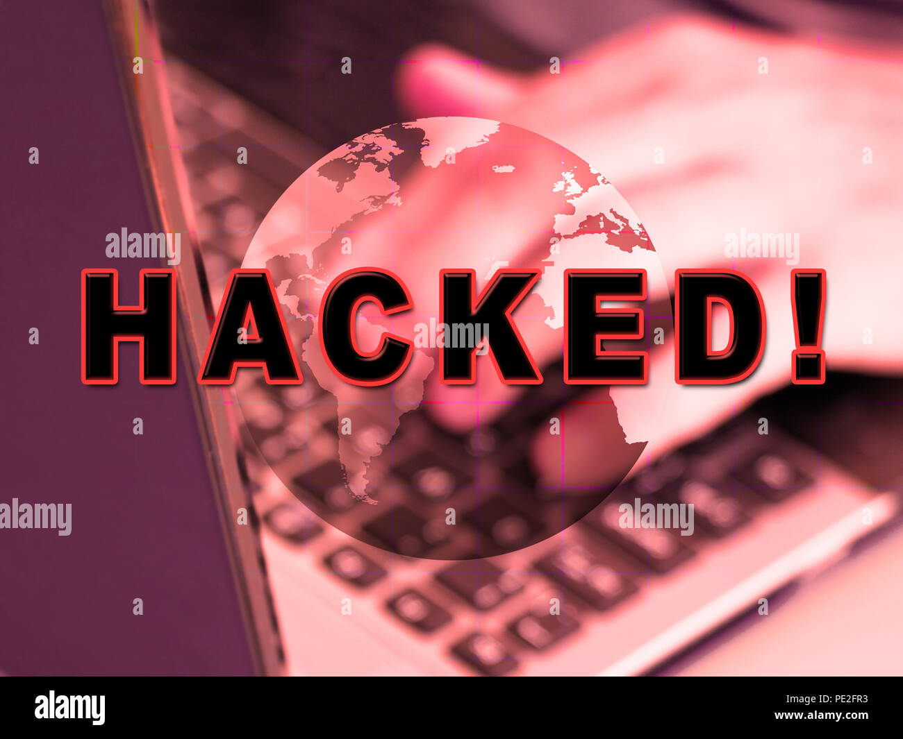 Hacker gehackt Eingeben der Daten 3d-Abbildung zeigt der Cybersicherheit Tastatur Programmierung von Russen auf DNC-Rechner in den Usa Stockfoto