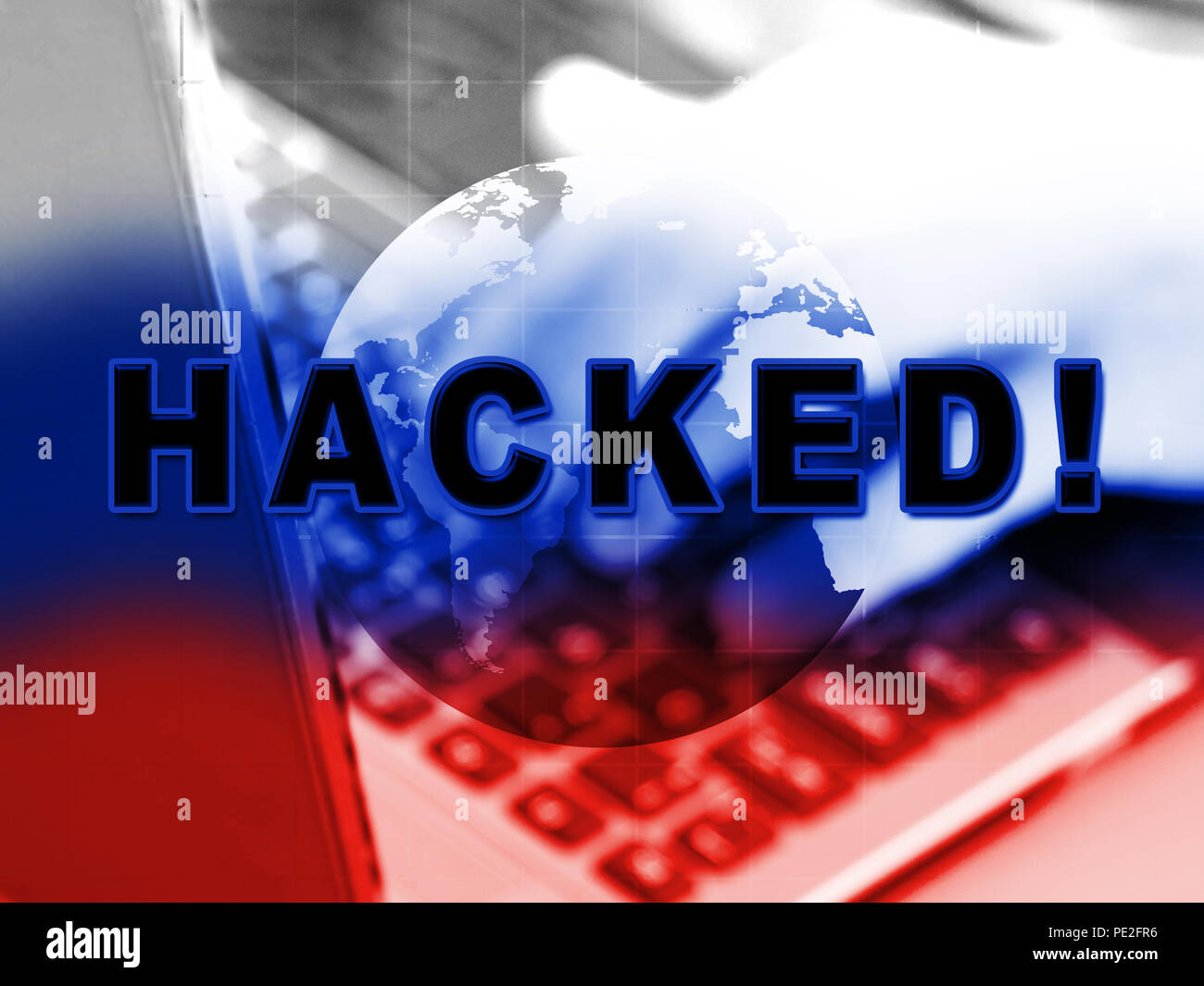 Hacker gehackt Eingeben der Daten 3d-Abbildung zeigt der Cybersicherheit Tastatur Programmierung von Russen auf DNC-Rechner in den Usa Stockfoto