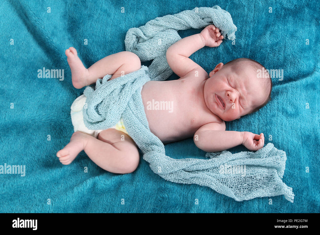 Distressed Baby, postnatale Depression Stockfoto