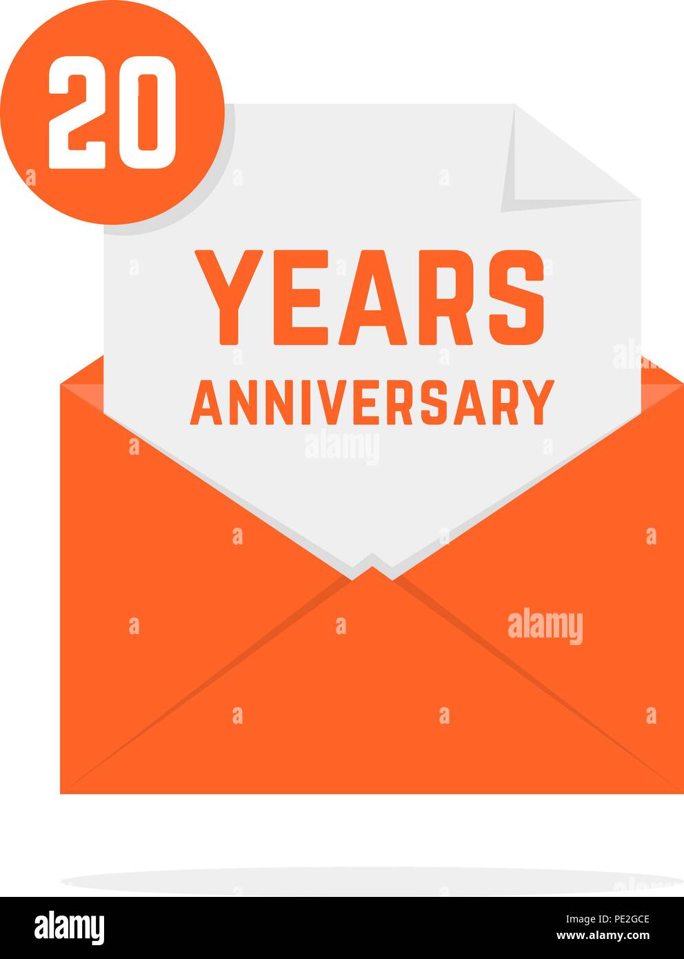 20 Jahre Jubiläum Symbol in Orange schreiben Stock Vektor