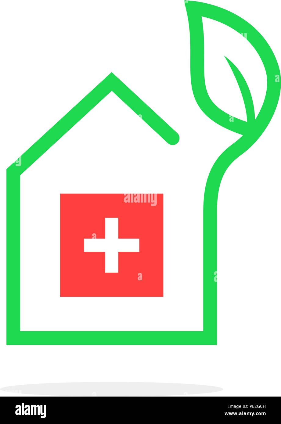 Einfache Apotheke logo Wie Kontur Haus Stock Vektor