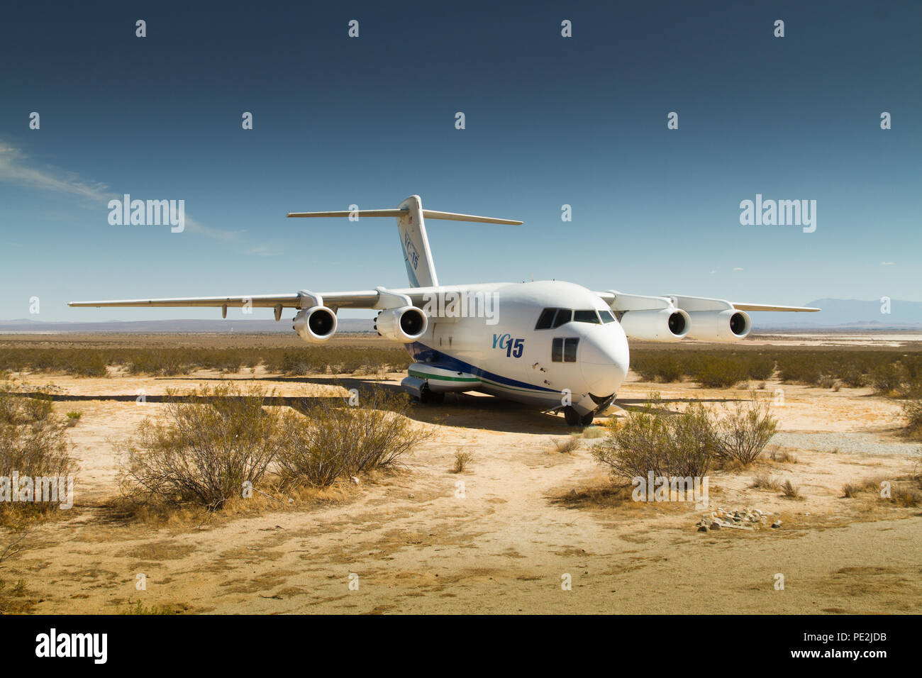 McDonnell Douglas YC-15 im Kreis, Edwards AFB Stockfoto