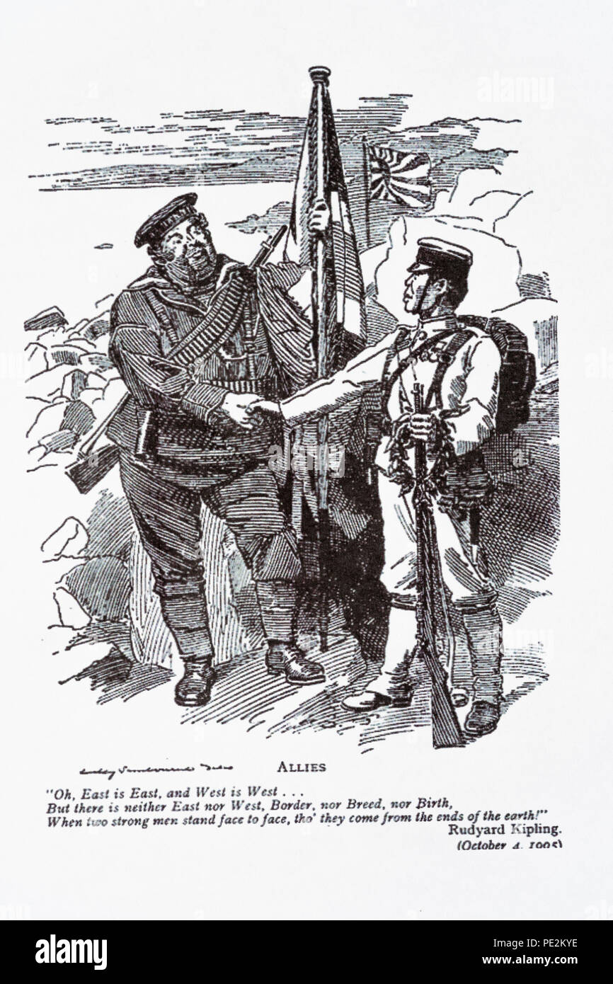 Punch Cartoon (1905) Anglo-Japanese Alliance Stockfoto