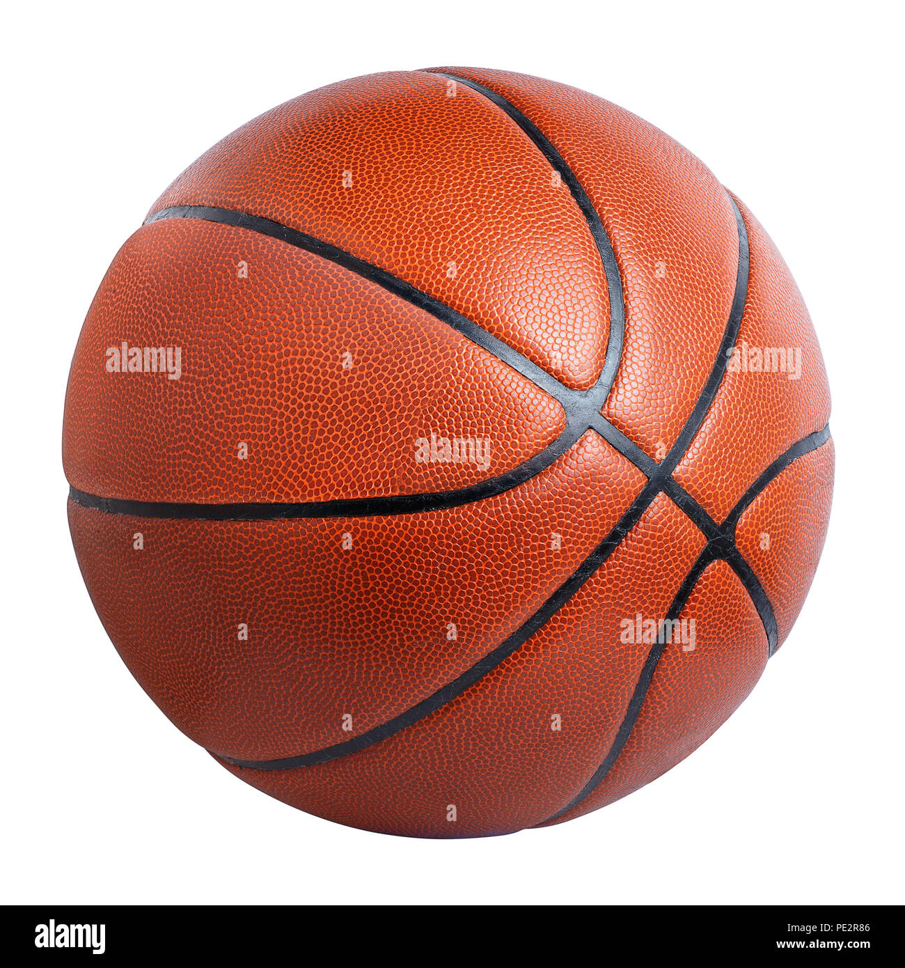 Orange Basketball Ball isoliert auf weißem Hintergrund Stockfoto