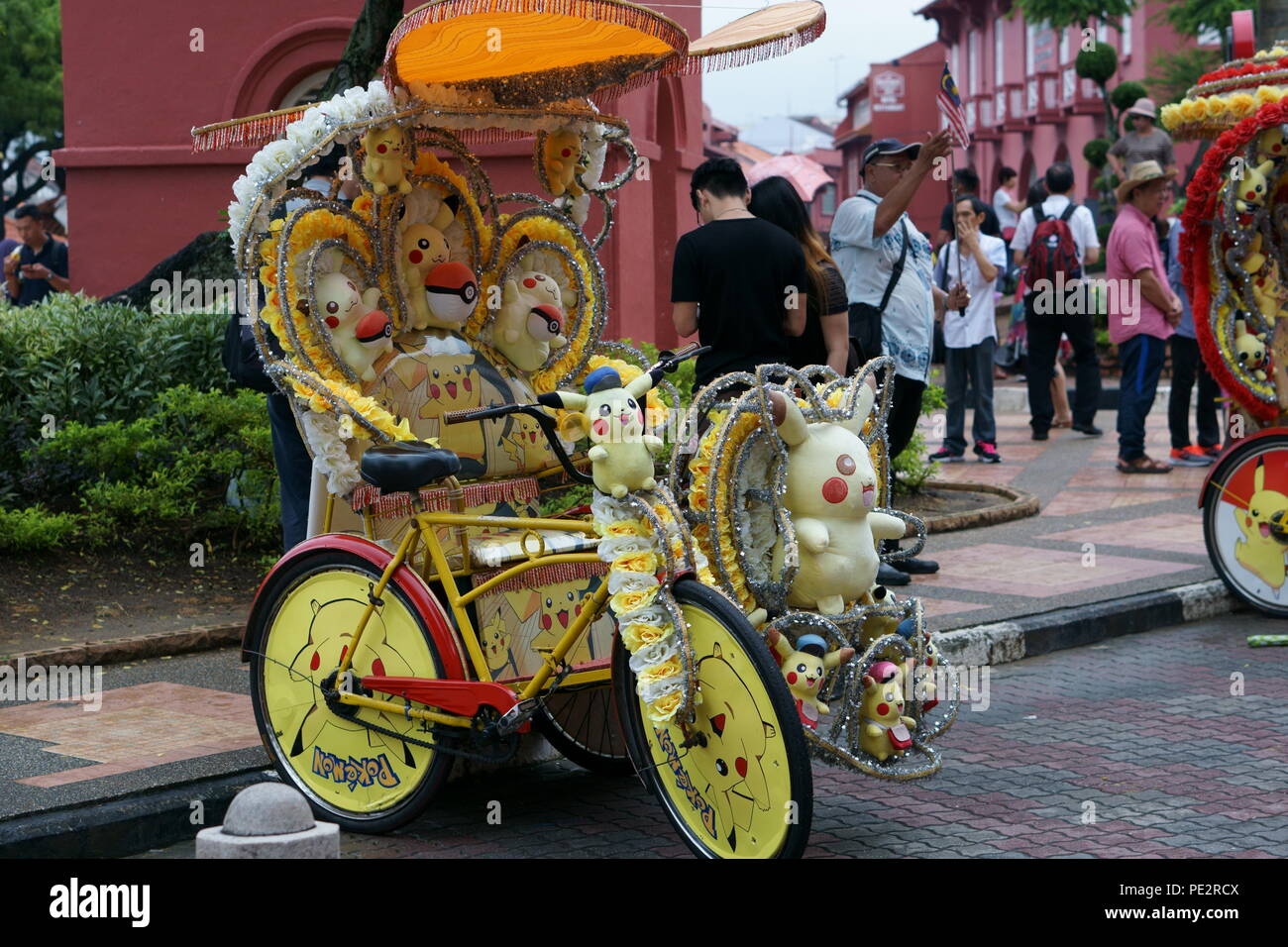 Cycle rickshaw in Malacca city Stockfoto