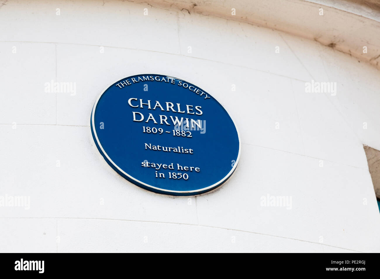 Blue Plaque", Charles Darwin, Naturforscher, hier in 1850' waren, 8 Paragon, Ramsgate, Kent, Großbritannien Stockfoto