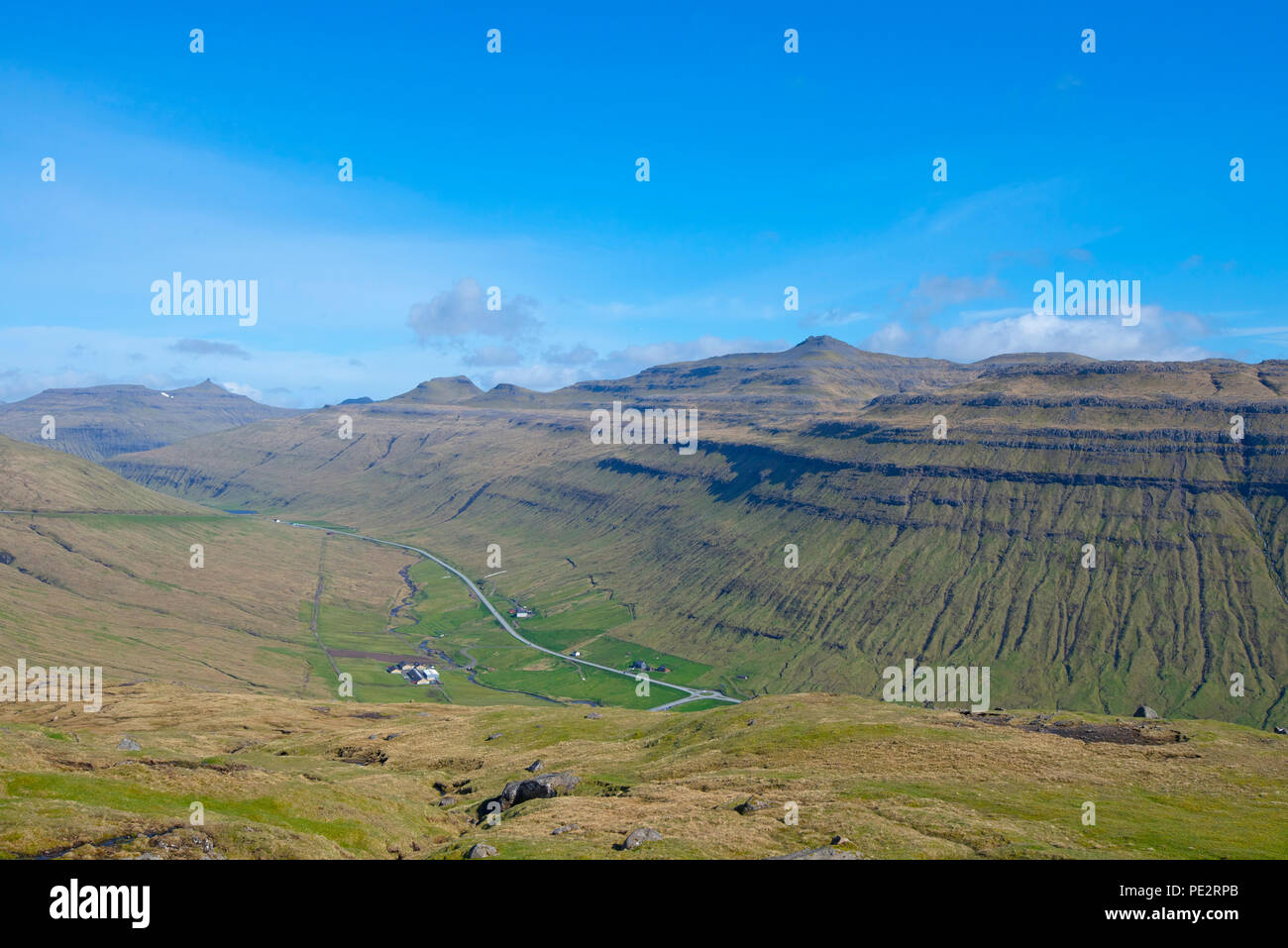 Blick auf sornfelli Berg, Färöer, Dänemark Stockfoto