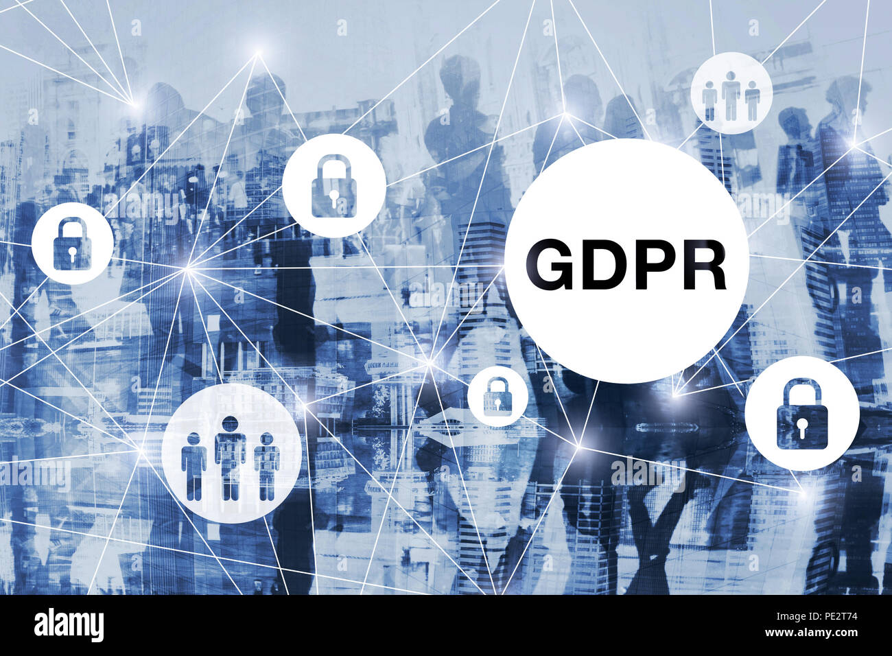 Bipr Konzept, allgemeine Datenschutzverordnung, blauer Hintergrund Stockfoto