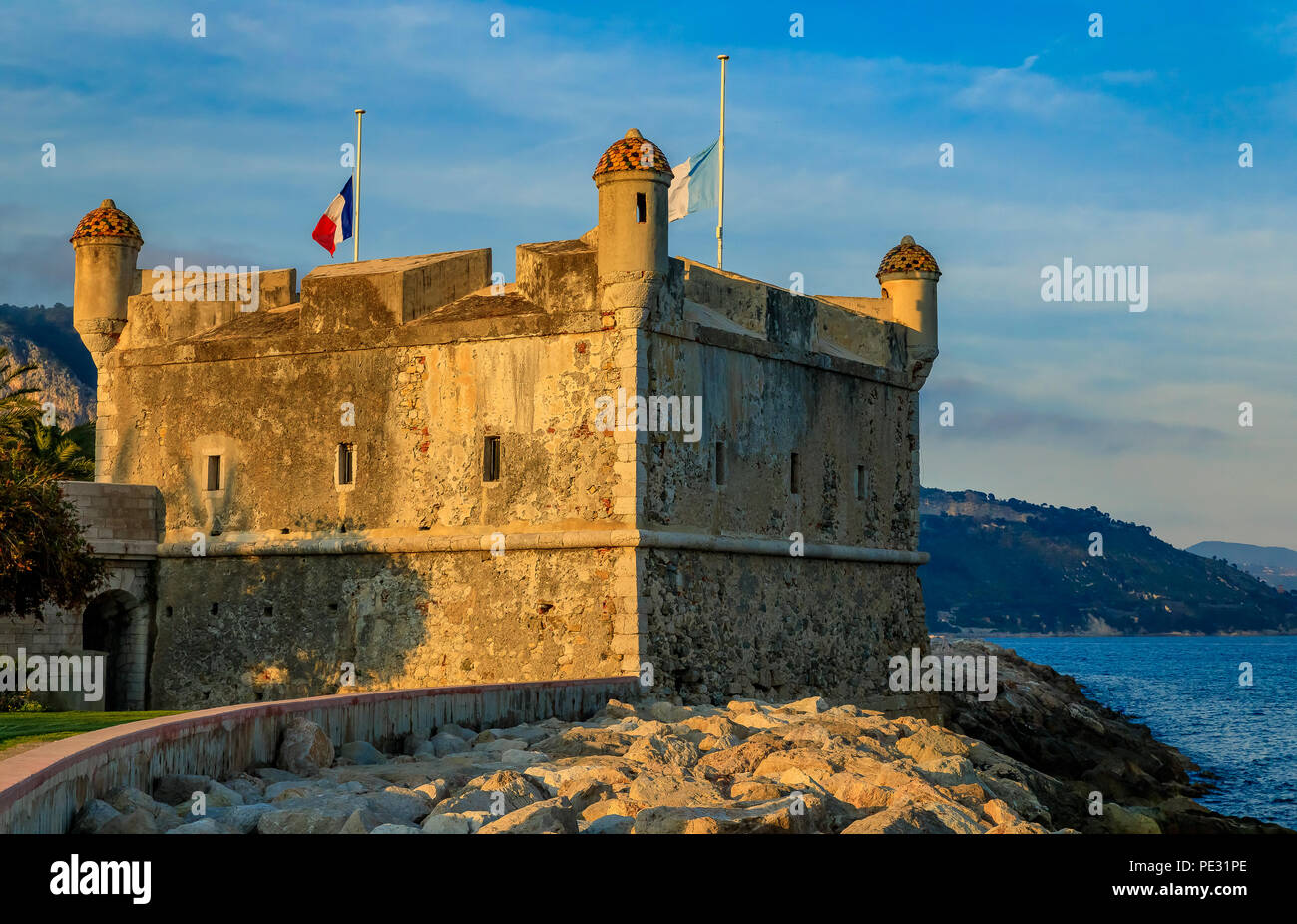 Die alte Festung oder Bastion in der Stadt Menton an der Côte d'Azur und an der Cote d'Azur Stockfoto