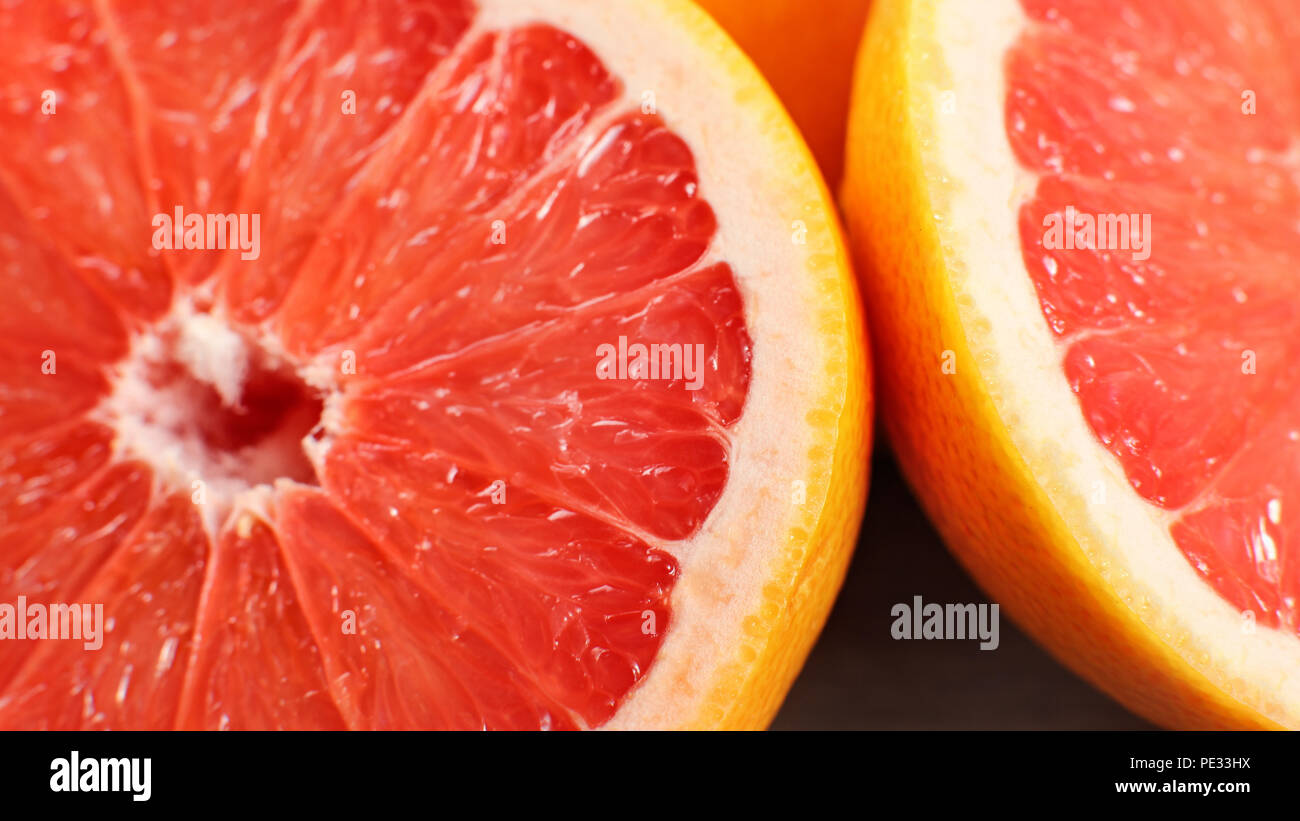 Closeup detail von rosa Grapefruits halbieren Stockfoto