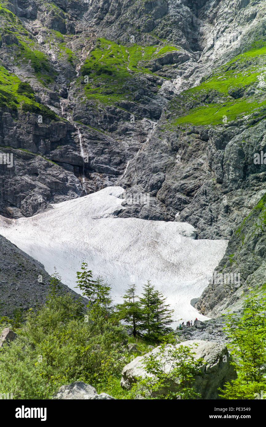 Watzman eiskepelle Eis Feld und Berg. Nationalpark Berchtesgaden Bayern Deutschland Stockfoto