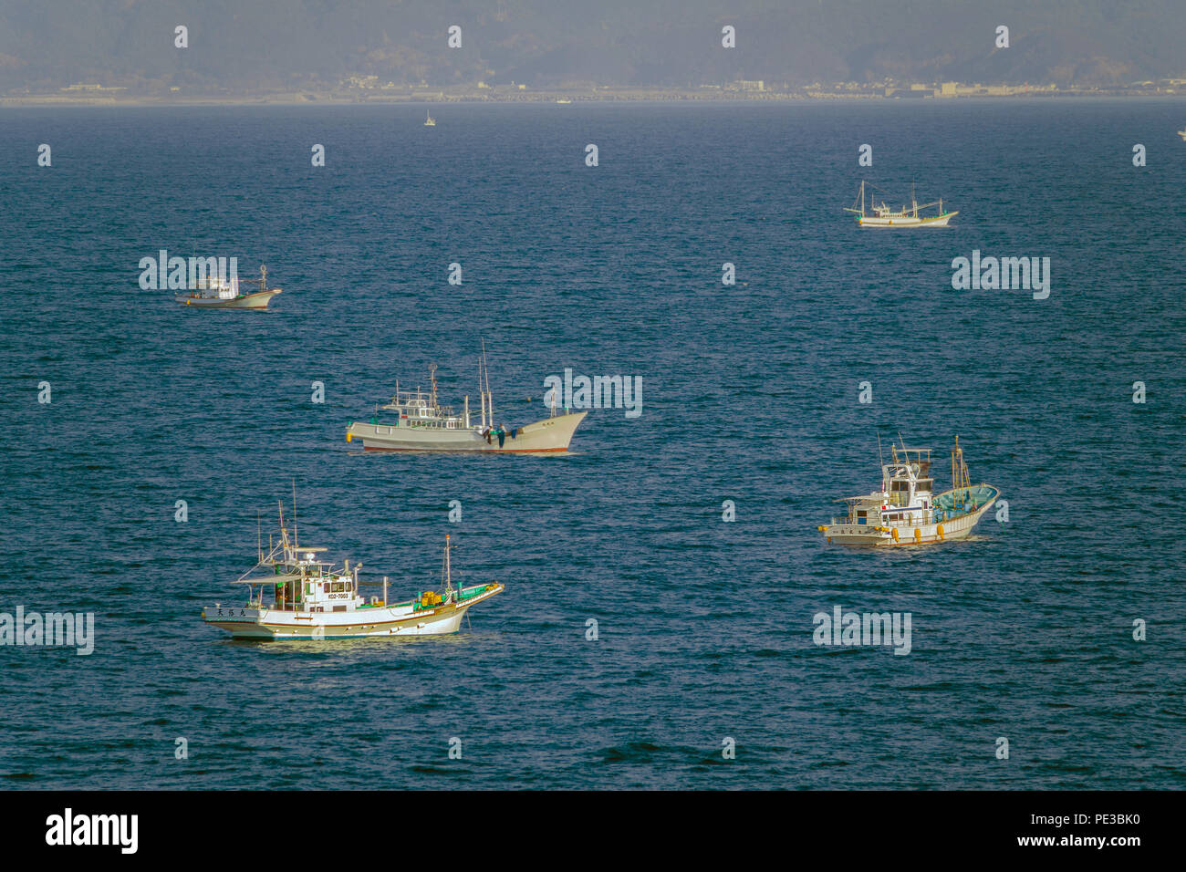 Fischerboote in Hiroshima Hafen Seto Inland Sea Japan Asien Stockfoto