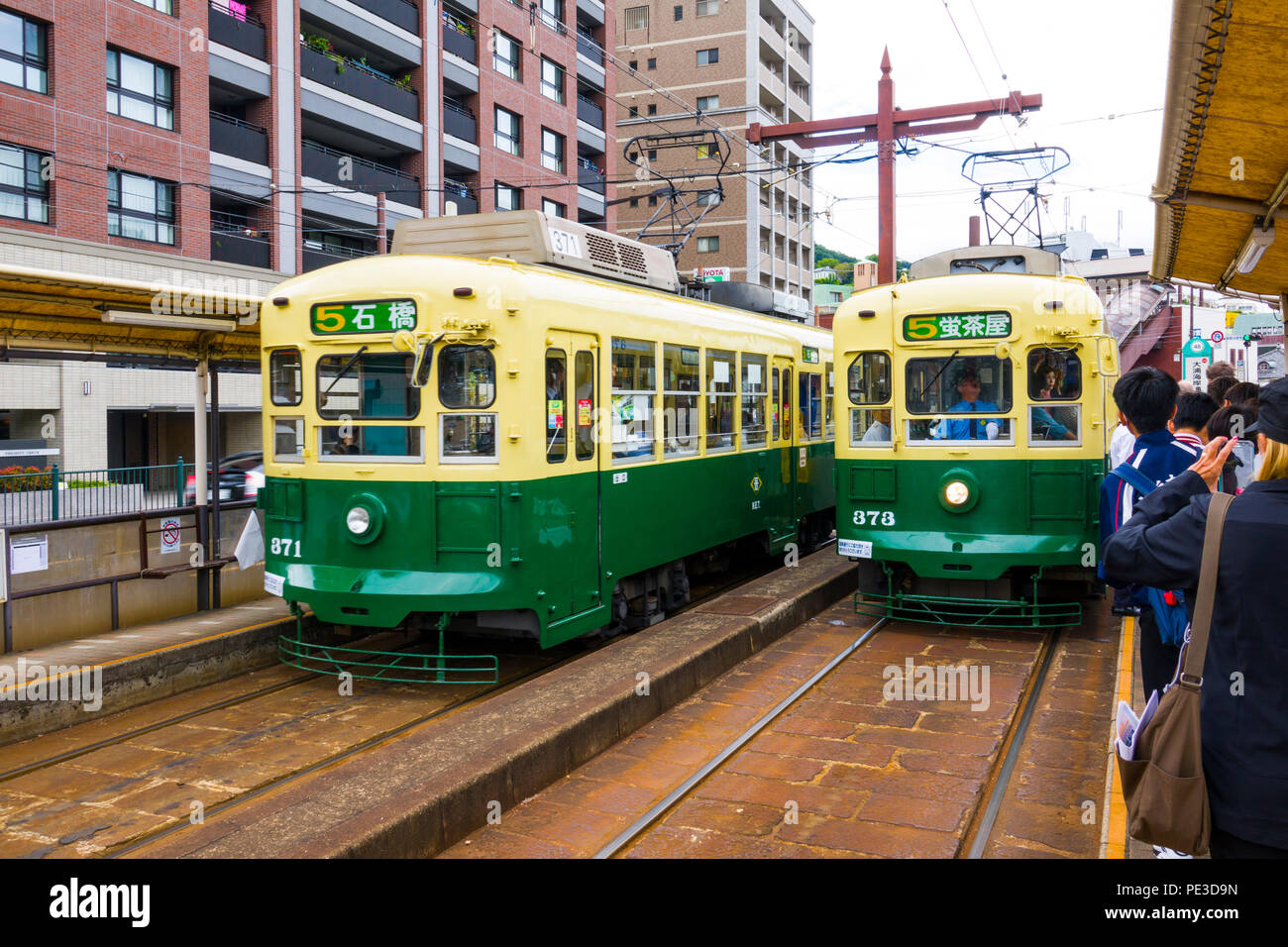 Nagasaki elektrische Eisenbahn Japan Asien Kyushu Präfektur Stockfoto