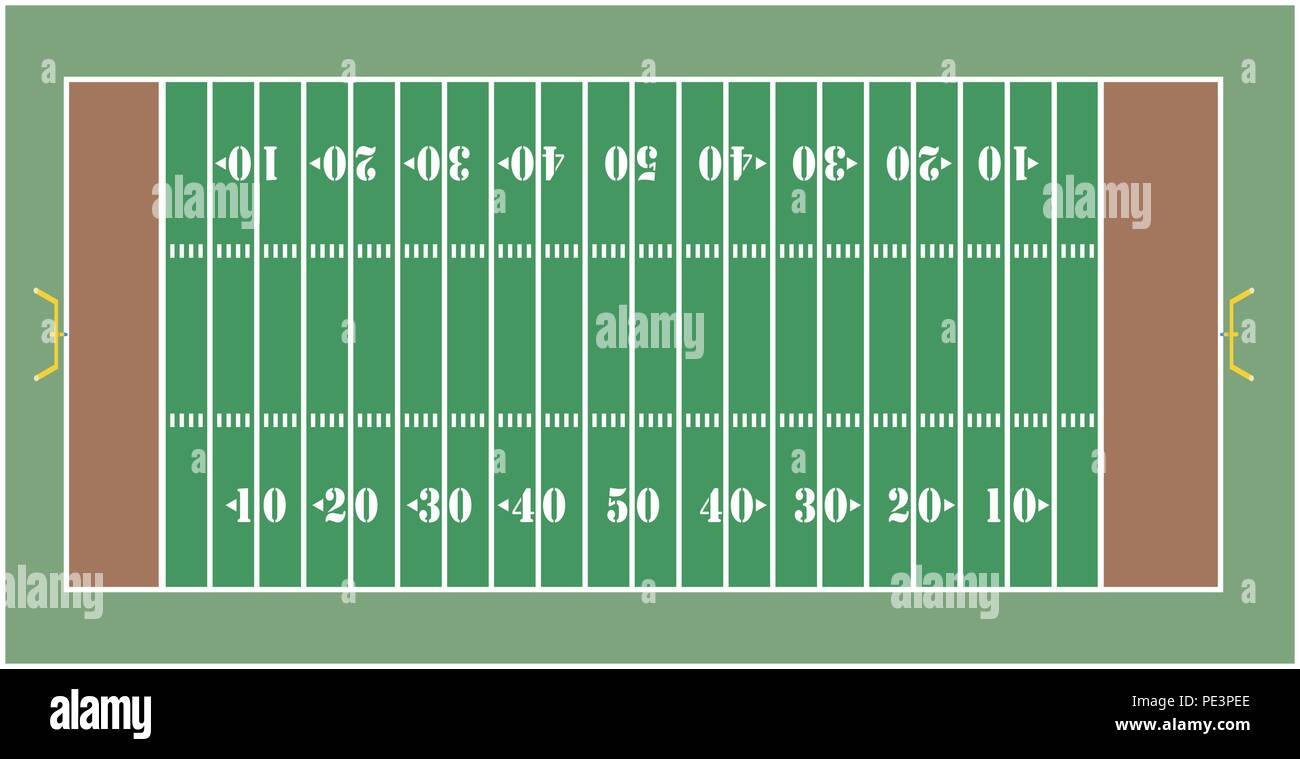 Abbildung eines American Football Feld - Ansicht von oben Stock Vektor
