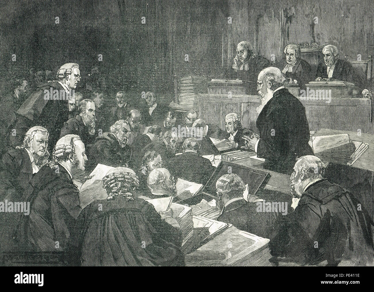 Richard Pigott, im Rahmen der Prüfung, während der parnell Kommission, Februar 1889 Stockfoto