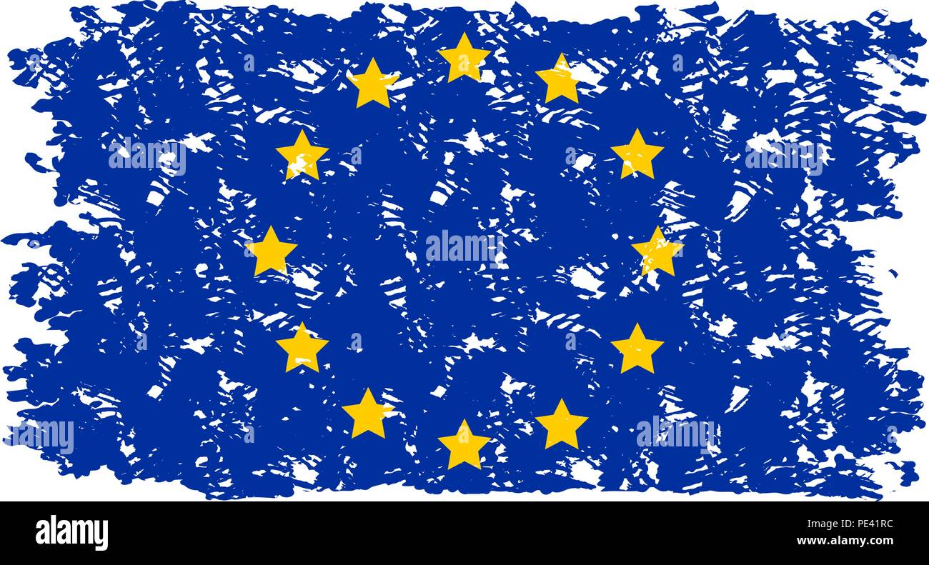 Fahne der Europäischen Union Textur grunge auf weißem Hintergrund. Vektor die Flagge der Europäischen Union, EU-Offiziellen symbol Abbildung Stock Vektor