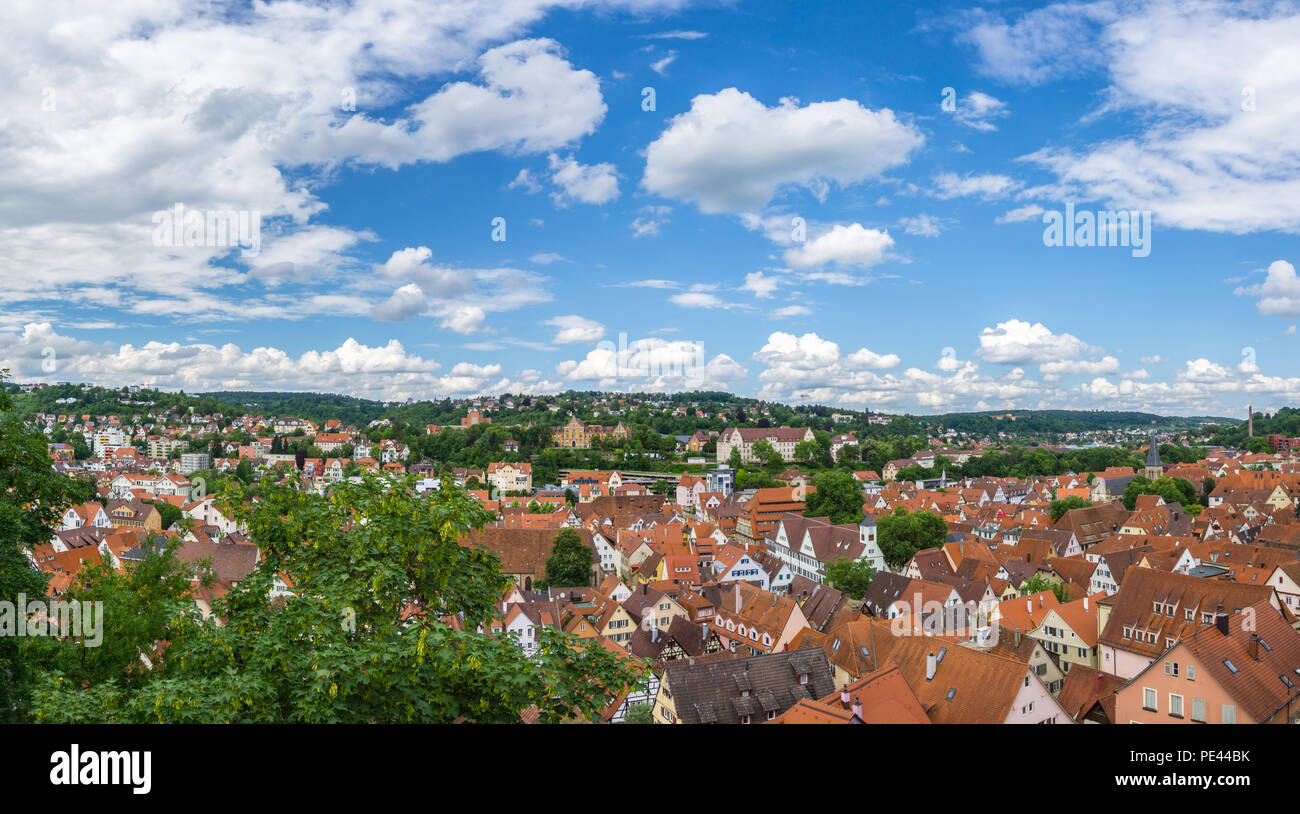 Deutschland, XXL Stadt Panorama auf die Dächer der Altstadt Tübingen Stockfoto