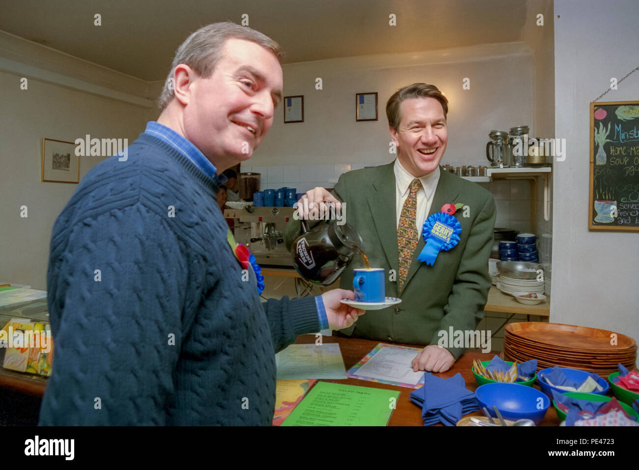 Michael Portillo MP werbend in Winchester, Hampshire, für Gerry Malone Stockfoto