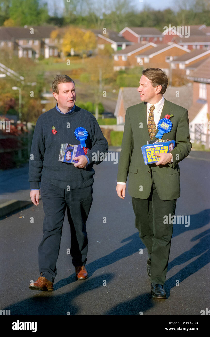 Michael Portillo MP werbend in Winchester, Hampshire, für Gerry Malone Stockfoto