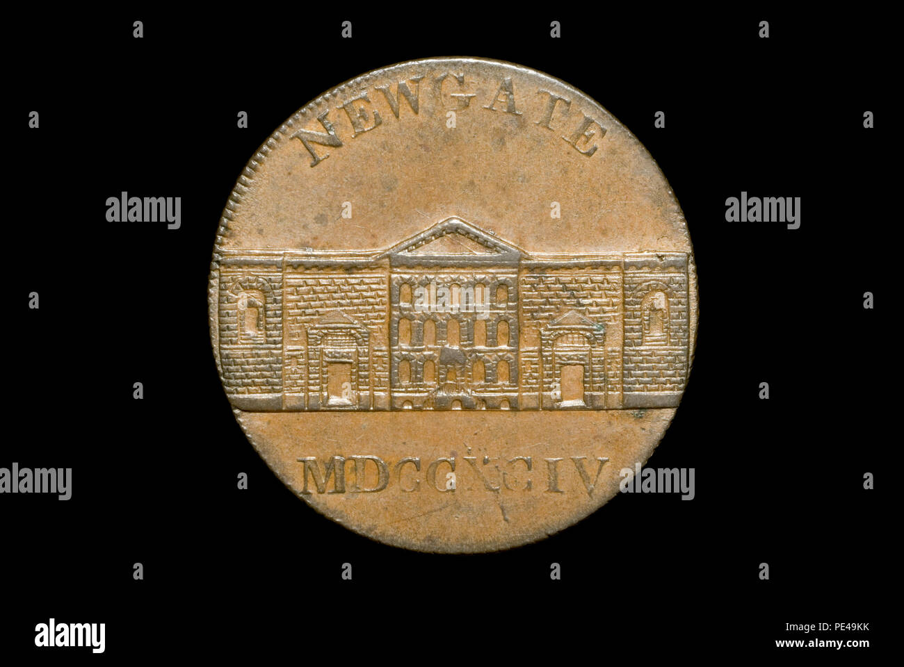 Newgate Halfpenny Token 1794 Stockfoto