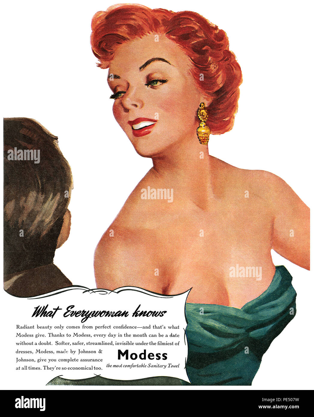 1951 britischen Werbung für Modess feminine Hygiene. Stockfoto