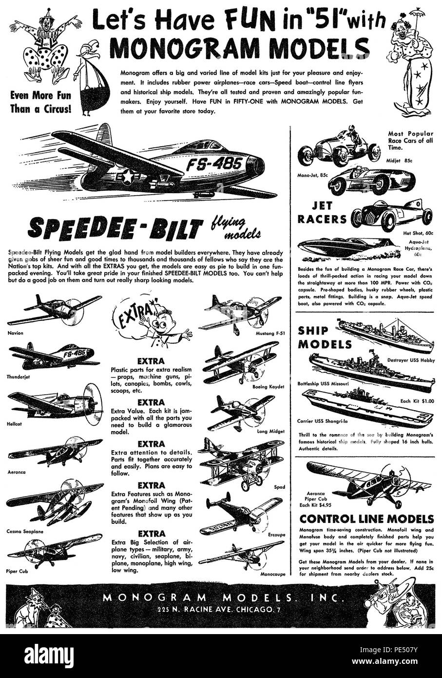 1951 US-Werbung für Monogramm Modellbau. Stockfoto