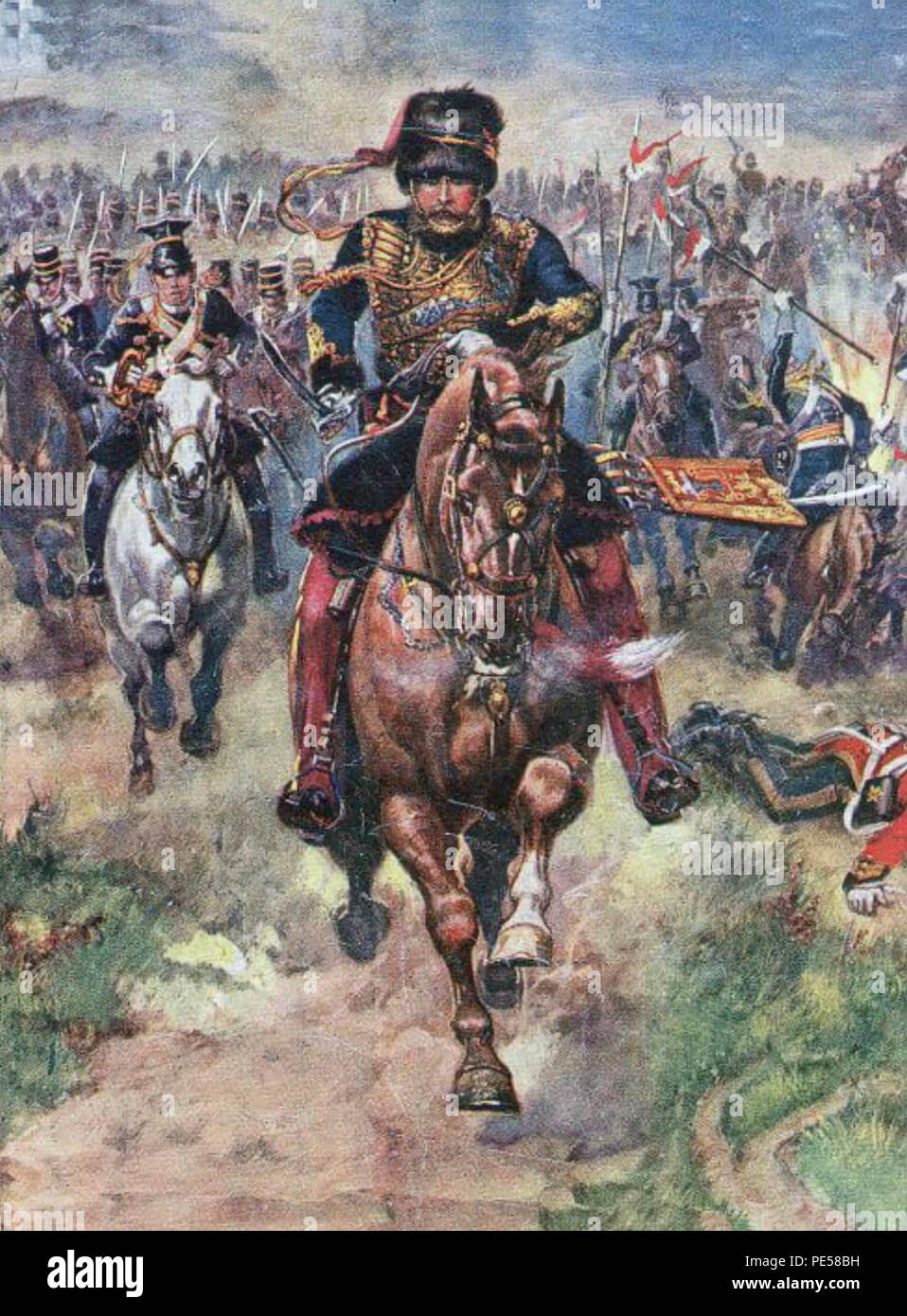 Schlacht von Balaclava vom 25. Oktober 1854. Die Ladung des Light Brigade von Lord Cardigan im frühen 20. Jahrhundert Malerei Stockfoto