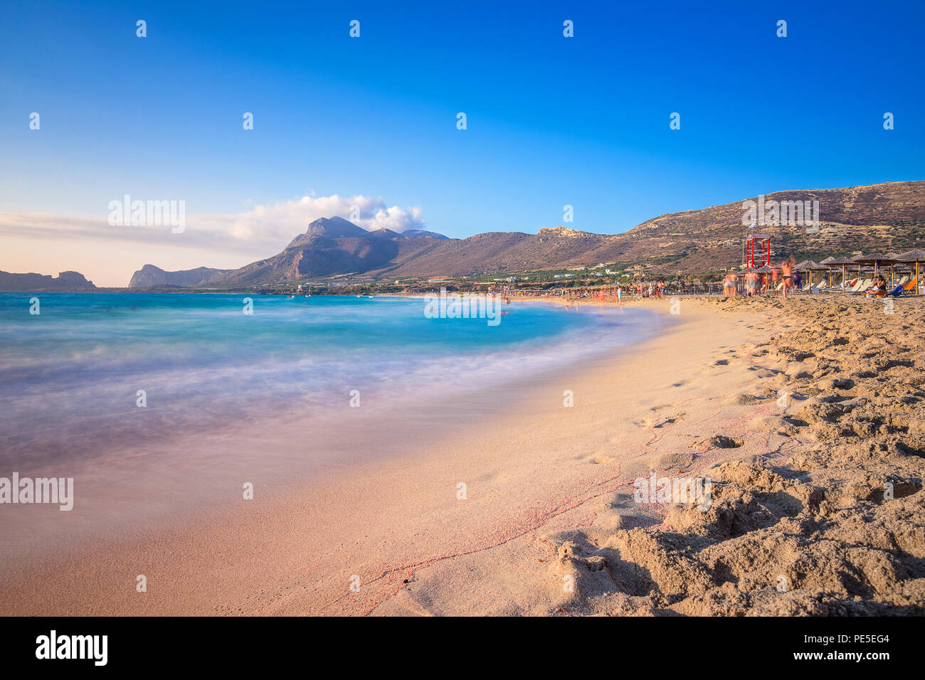 Berühmte Sandstrand von Falasarna im Norden westlich von Chania, Kreta, Griechenland. Stockfoto
