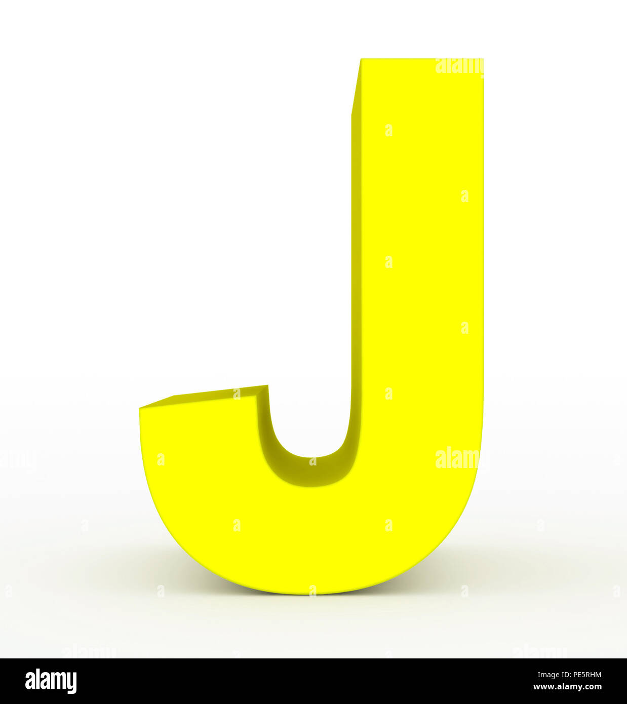 Buchstabe J 3d gelb isoliert auf Weiss - 3D-Rendering Stockfoto