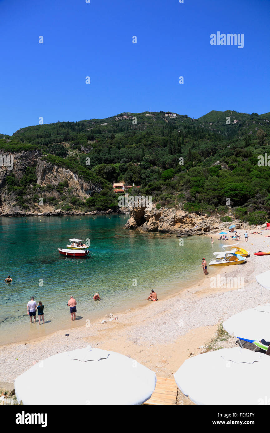 Die Bucht von Paleokastritsa, Korfu, Griechenland, Europa Stockfoto