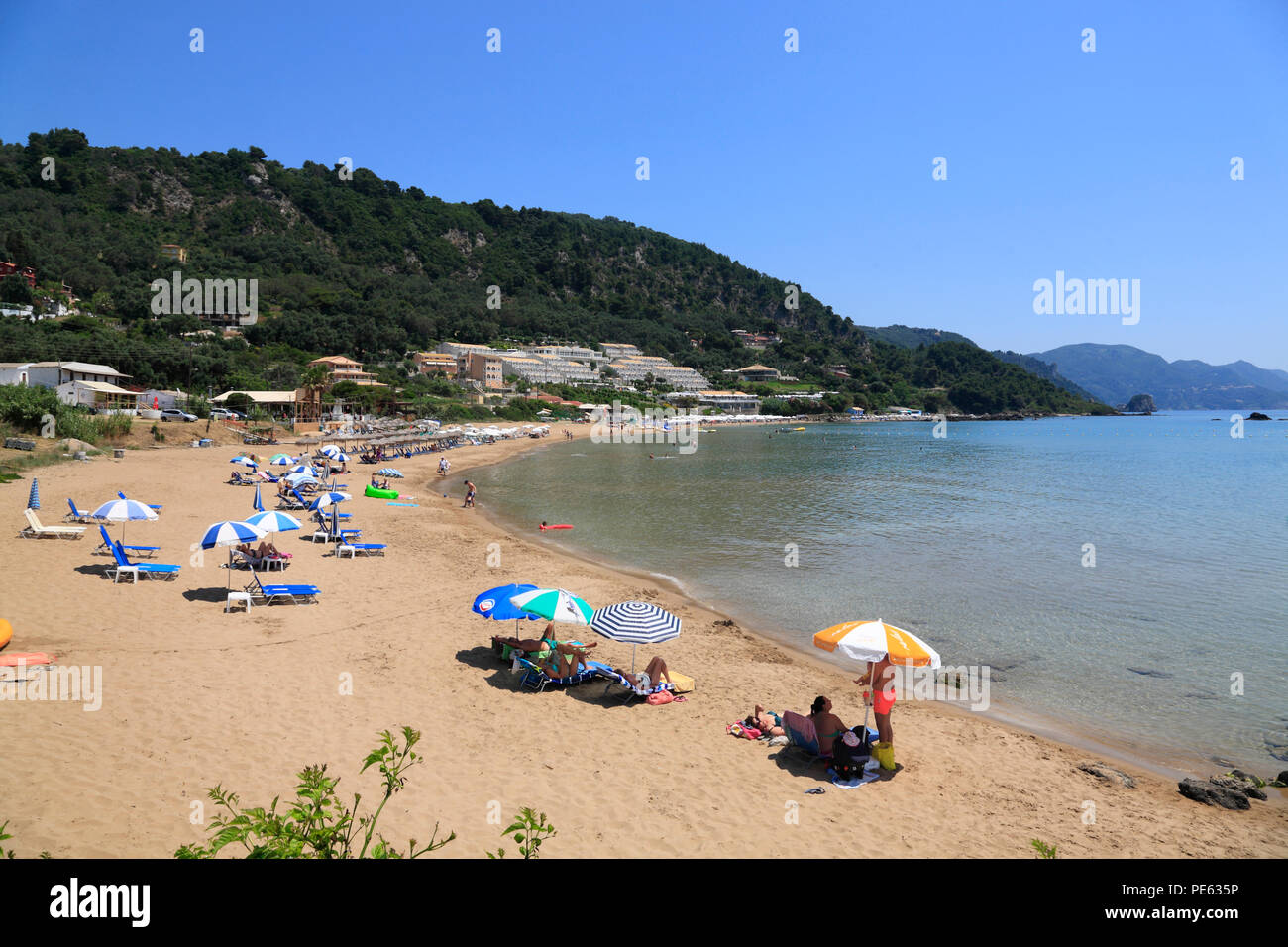 Pelekas Beach, Korfu, Griechenland, Europa Stockfoto