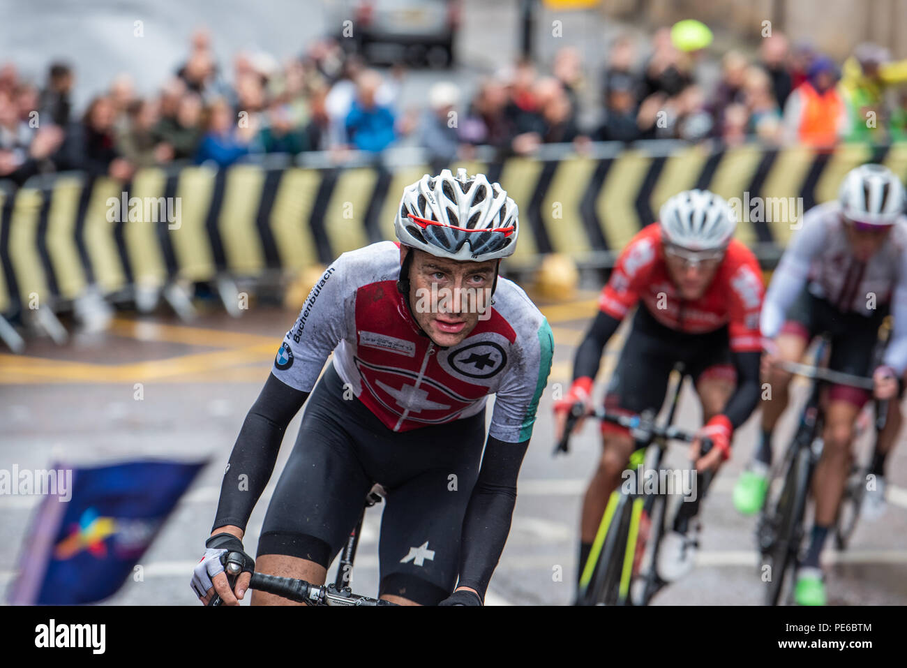 Glasgow, Schottland. 12 Aug, 2018. Konkurrenten an der Europäischen Meisterschaft Mens Radfahren Straße Rennen in Glasgow, Schottland. Kredit George Robertson/Alamy leben Nachrichten Stockfoto