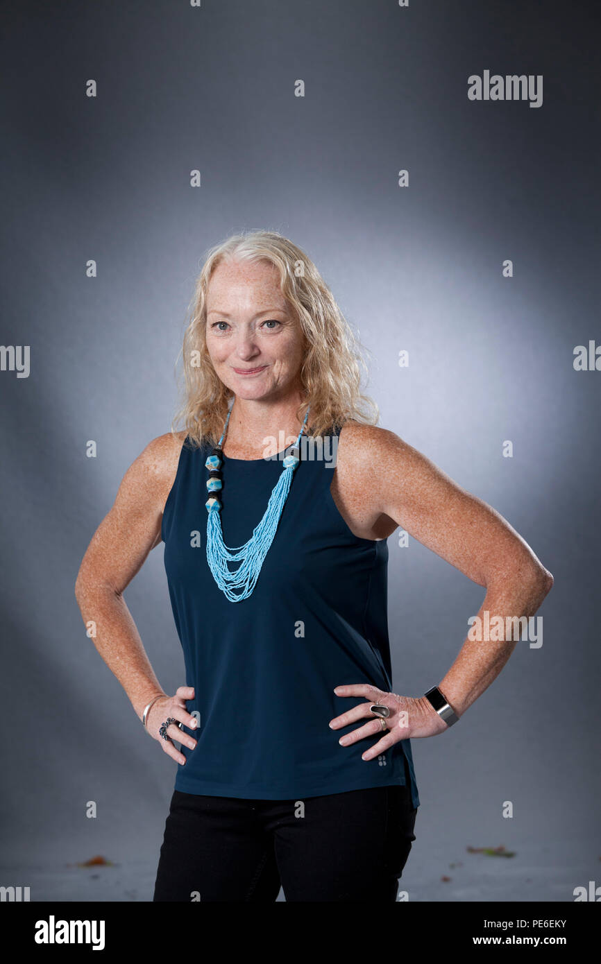 Edinburgh, Großbritannien. August 13, 2018. Stella Duffy, der britische Schriftsteller und theatermaker, dargestellt an der Edinburgh International Book Festival. Edinburgh, Schottland. Bild von Gary Doak/Alamy leben Nachrichten Stockfoto