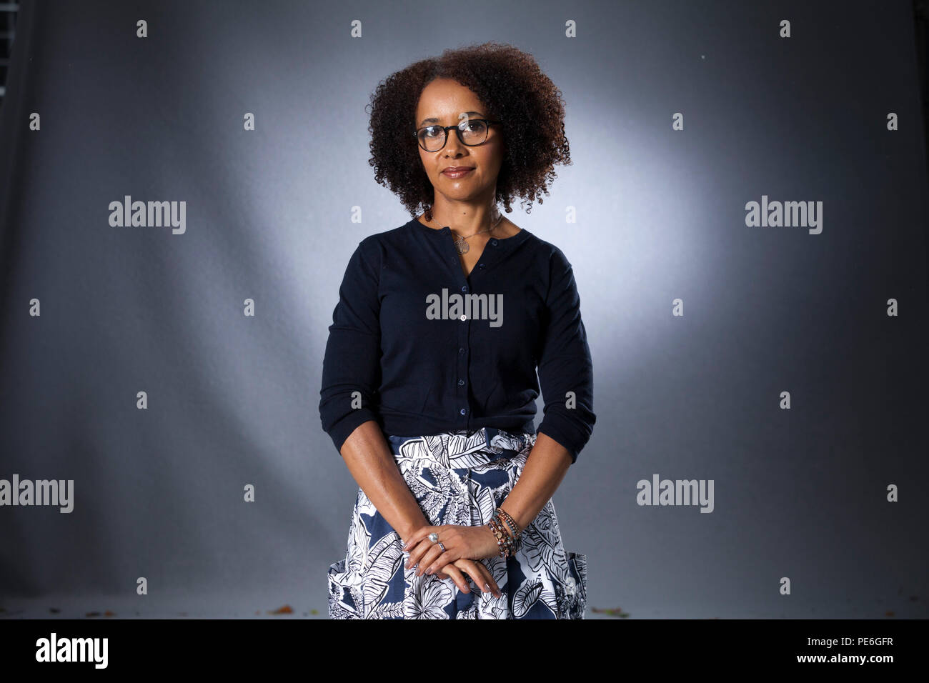 Edinburgh, Großbritannien. August 13, 2018. Diana Evans, die britische Schriftstellerin, dargestellt an der Edinburgh International Book Festival. Edinburgh, Schottland. Bild von Gary Doak/Alamy leben Nachrichten Stockfoto