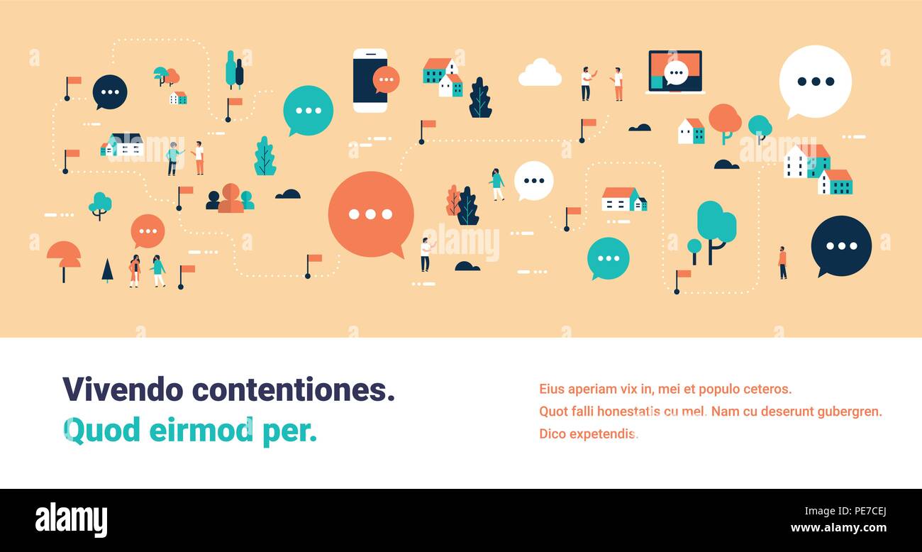 Leute online Bubble chat Rede Kommunikation Karte isometrische Konzept computer mobiles Internet Anwendung horizontaler Banner blau hintergrund Kopieren Raum Stock Vektor