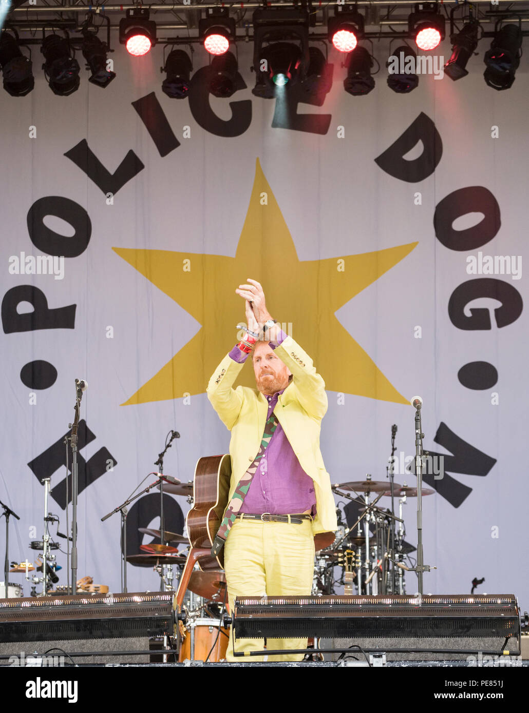 Polizei Hund Hogan bei der cropredy Fairport Convention, England, UK. August 9, 2018 Stockfoto