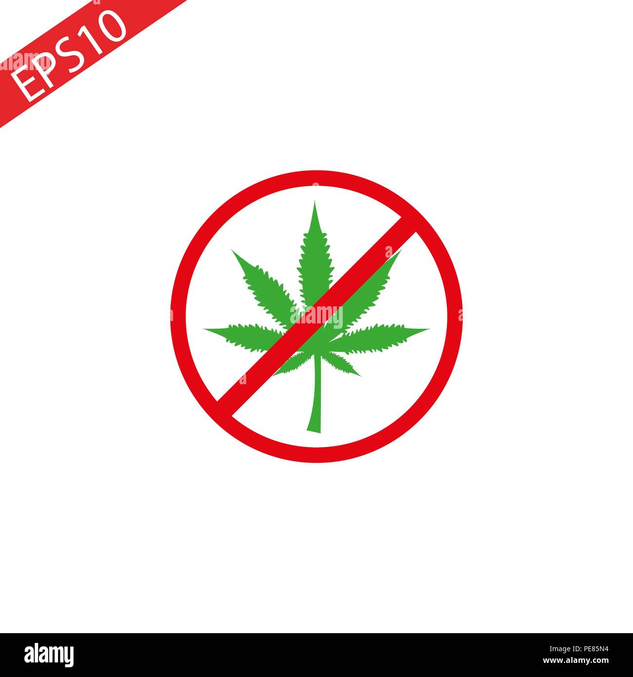 Cannabis leaf Symbol in Verbot roten Kreis. Kein Marihuana, keine Drogen. Verbotene Zeichen auf weißem Hintergrund. Vektor. Stock Vektor