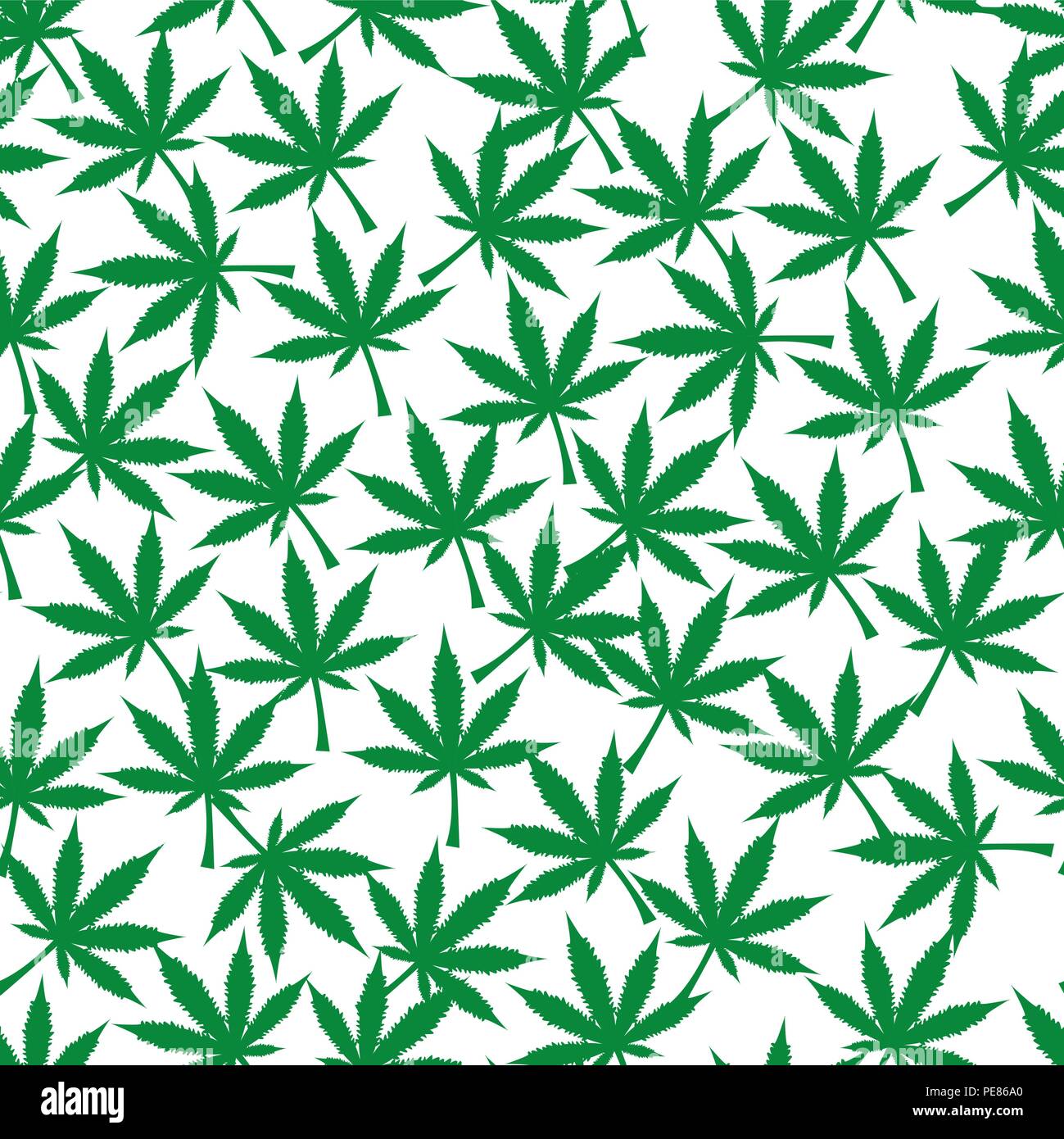 Cannabispflanze nahtlose Muster. Einfache stilisierte Marihuana Blätter auf weißem Hintergrund, Vector Illustration. Stock Vektor