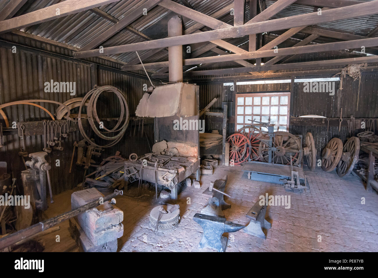 Vintage equipment in der alten Schmiede am grossen Loch Museum Stockfoto