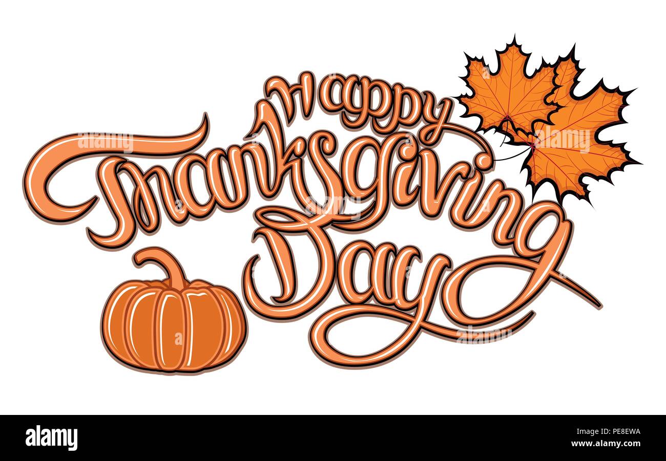 Vector Illustration. Happy Thanksgiving Day Typografie vektor design für Grußkarten und Poster auf einem strukturellen Hintergrund design template Feier. Happy Thanksgiving Inschrift, Schriftzug. Stock Vektor