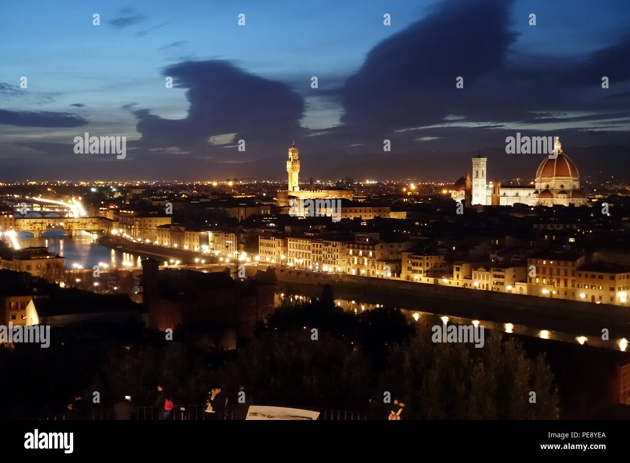 Tolle Nacht Blick Skyline von Florenz, Toskana, Italien Stockfoto