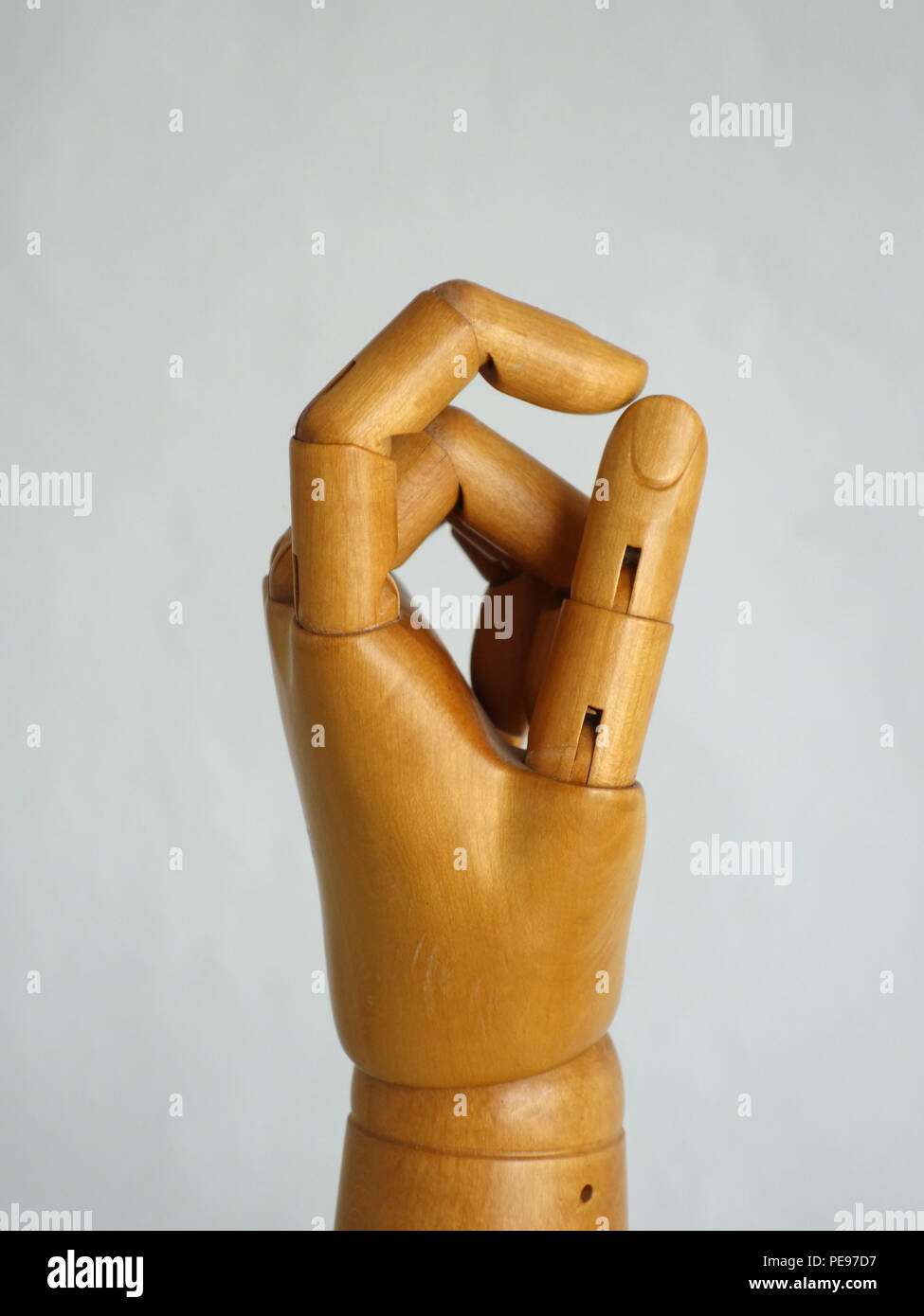 Holz- Hand Puppe, alles Gute null Gesten Stockfoto