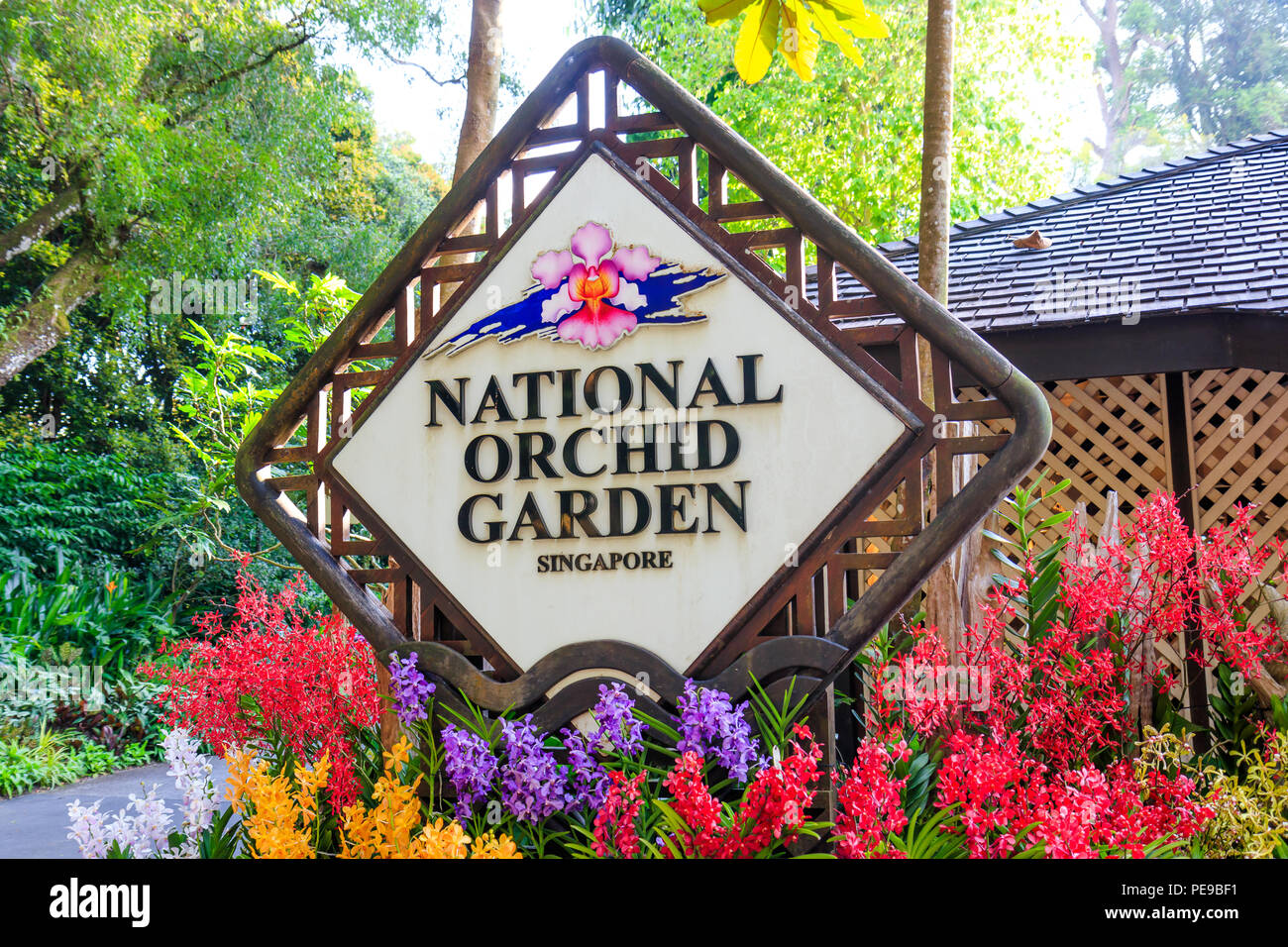Singapur - Juli 12, 2018: National Orchid Garden am Singapore Botanic Gardens Stockfoto