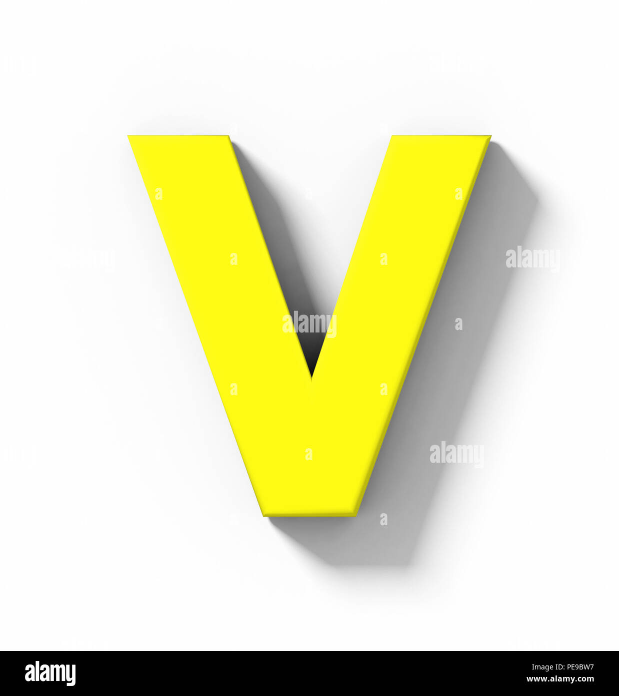 Buchstabe V 3d Gelb Auf Weiss Mit Schatten Isoliert Orthogonale Projektion 3d Rendering Stockfotografie Alamy