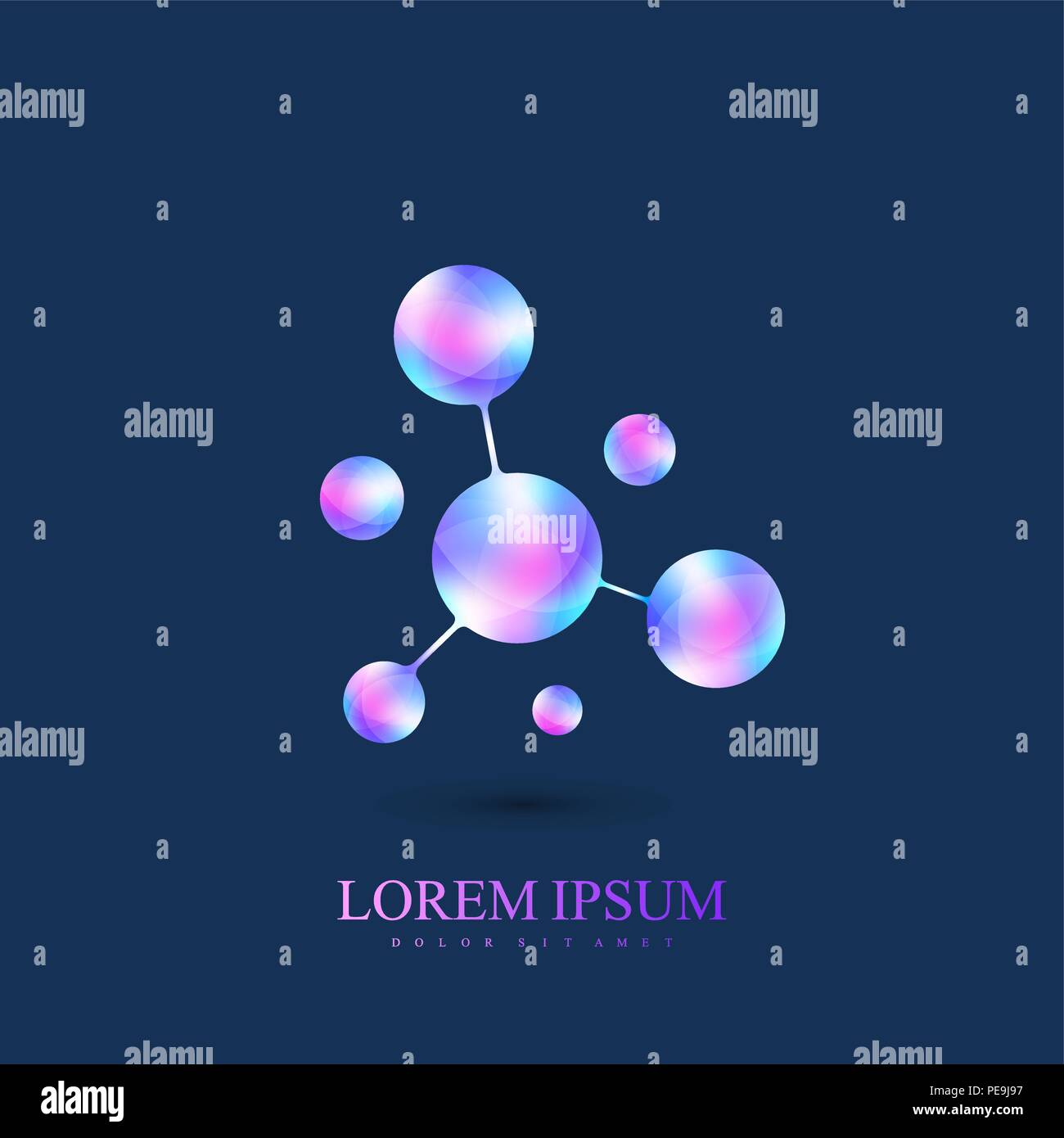 3D Schriftzug Symbol dna, Molekül, Atom, Gen, Neuronale, Neuron. Vector template Logo für Medizin, Wissenschaft, Technik, Chemie, Biotechnologie. Stock Vektor